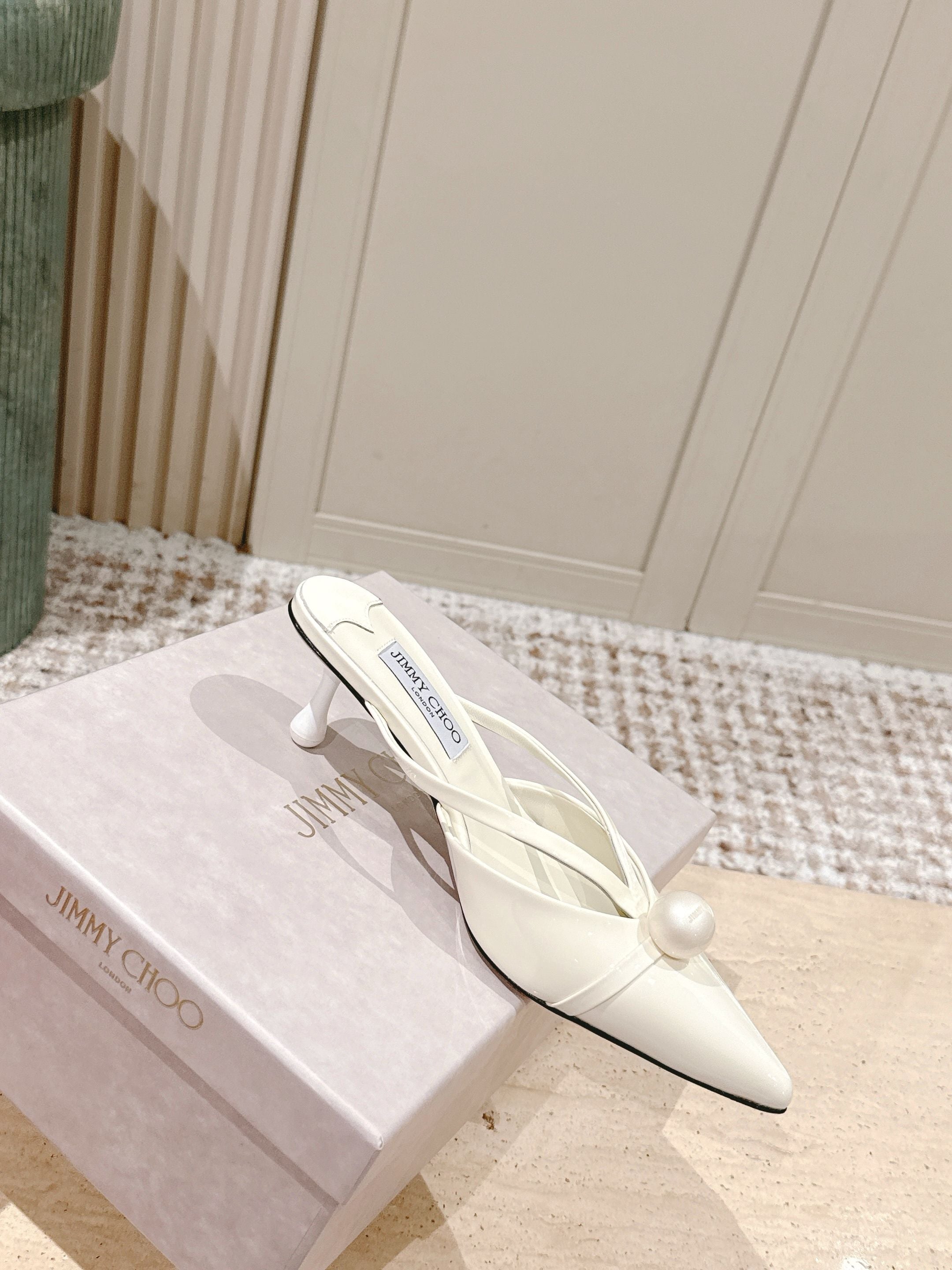 Jimmy Sana Mule 50mm White Patent Leather 431844