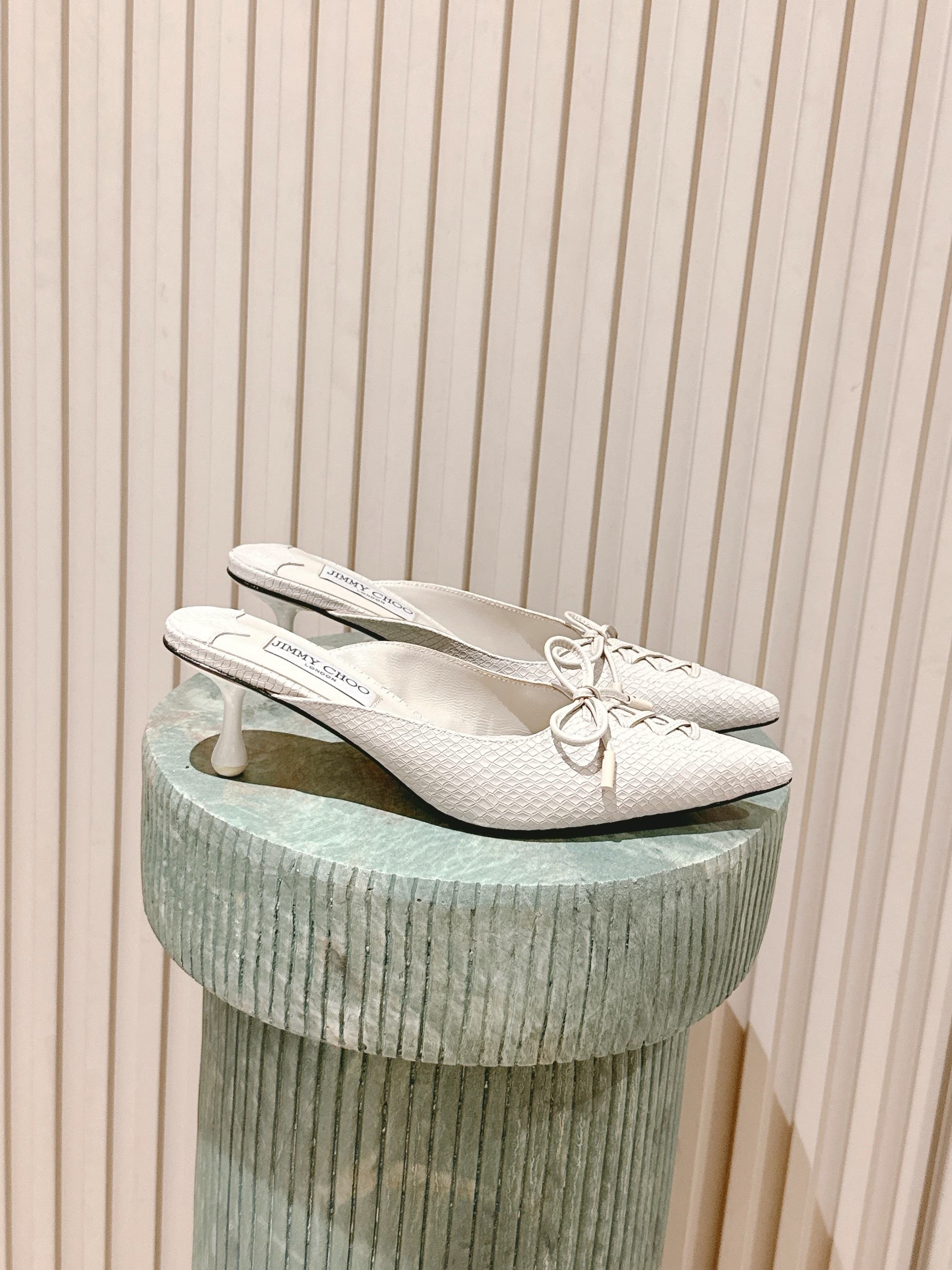 Jimmy Snake Embossed Scarlett Mule 50mm White Cowhide 431847