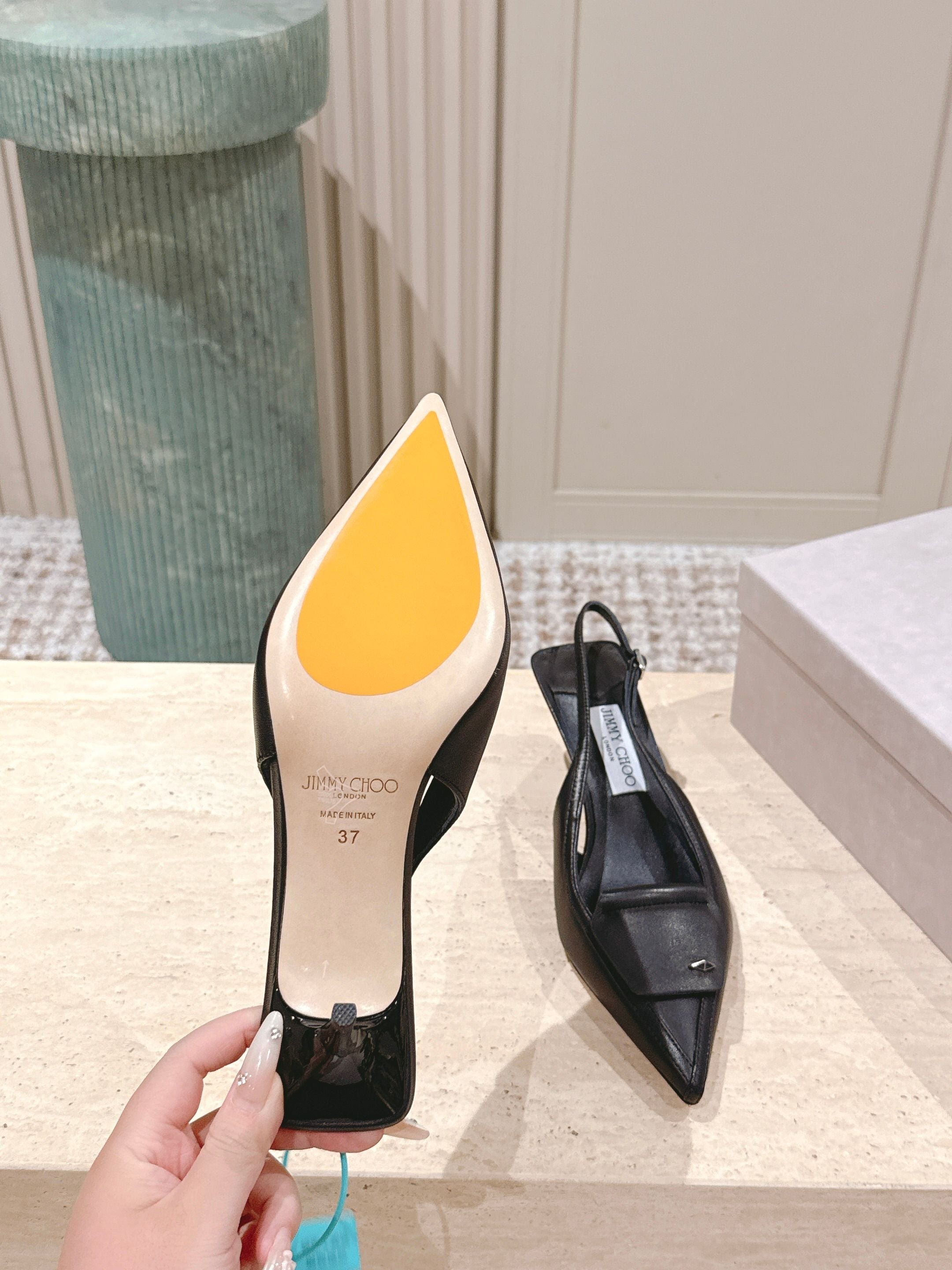 Jimmy Frances Slingback 60mm Black Cowhide 431854