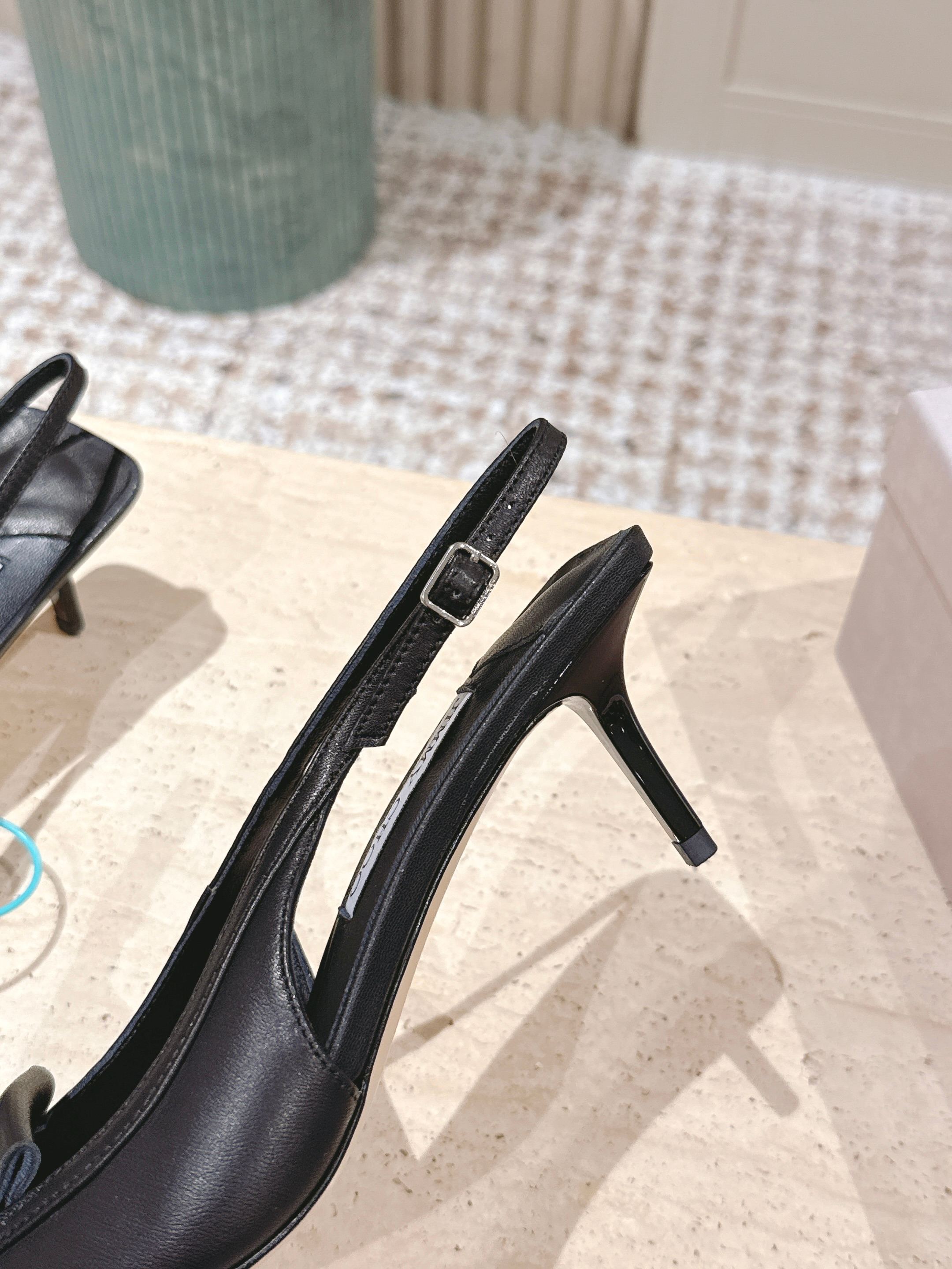 Jimmy Frances Slingback 60mm Black Cowhide 431854