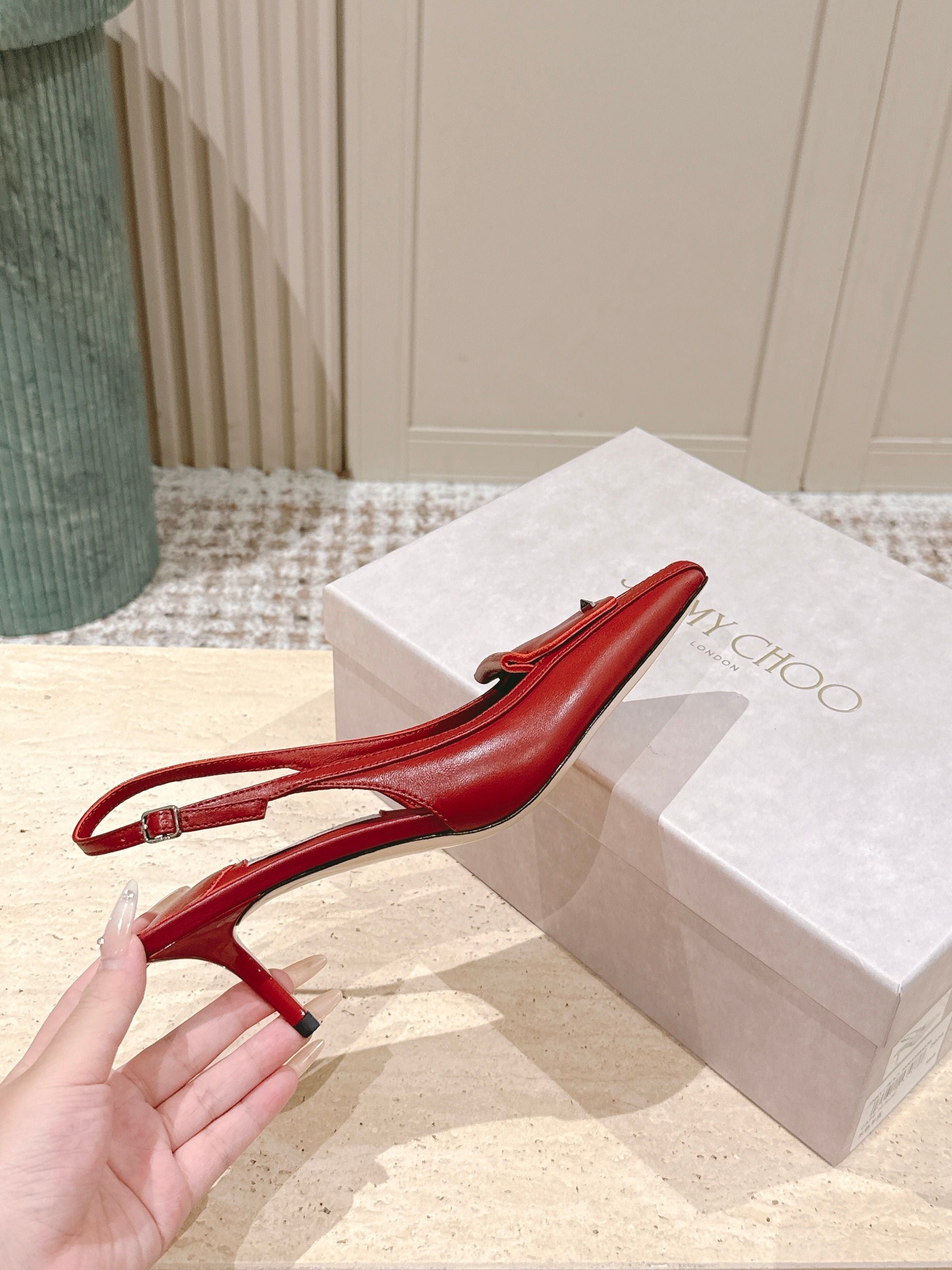 Jimmy Frances Slingback 60mm Red Cowhide 431855