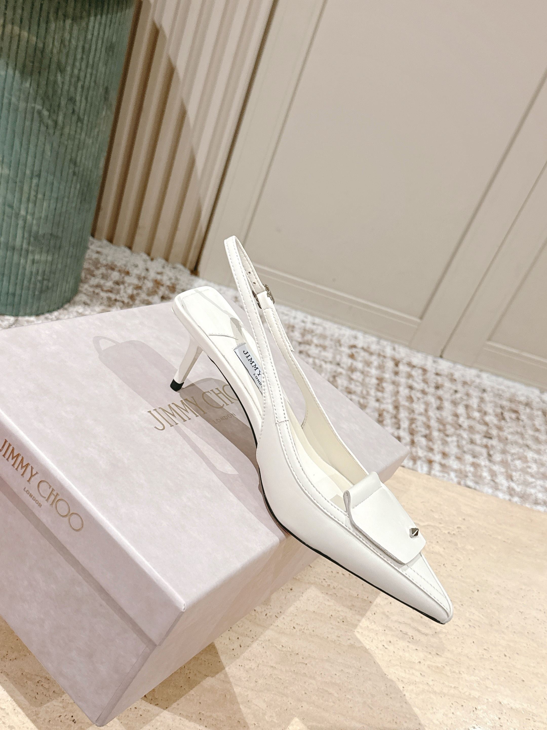 Jimmy Frances Slingback 60mm White Cowhide 431856