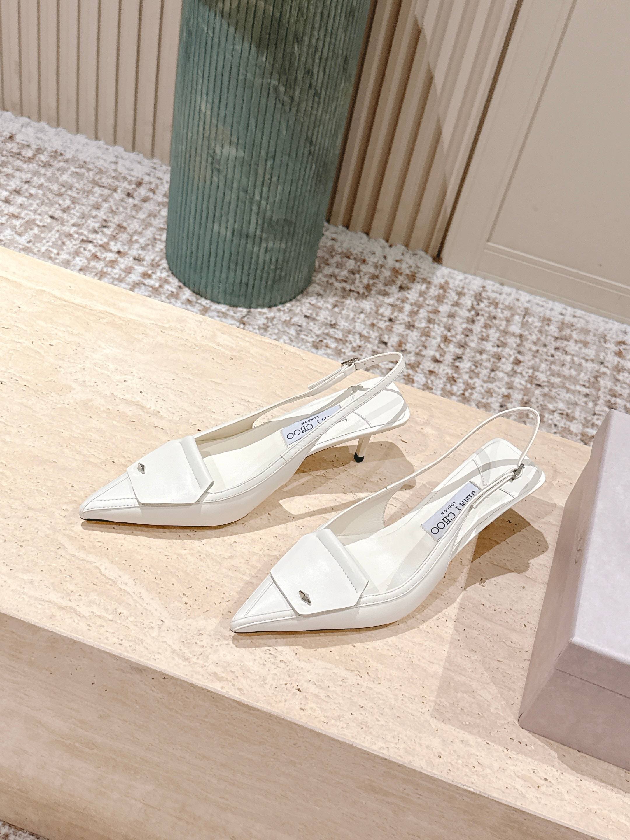 Jimmy Frances Slingback 60mm White Cowhide 431856