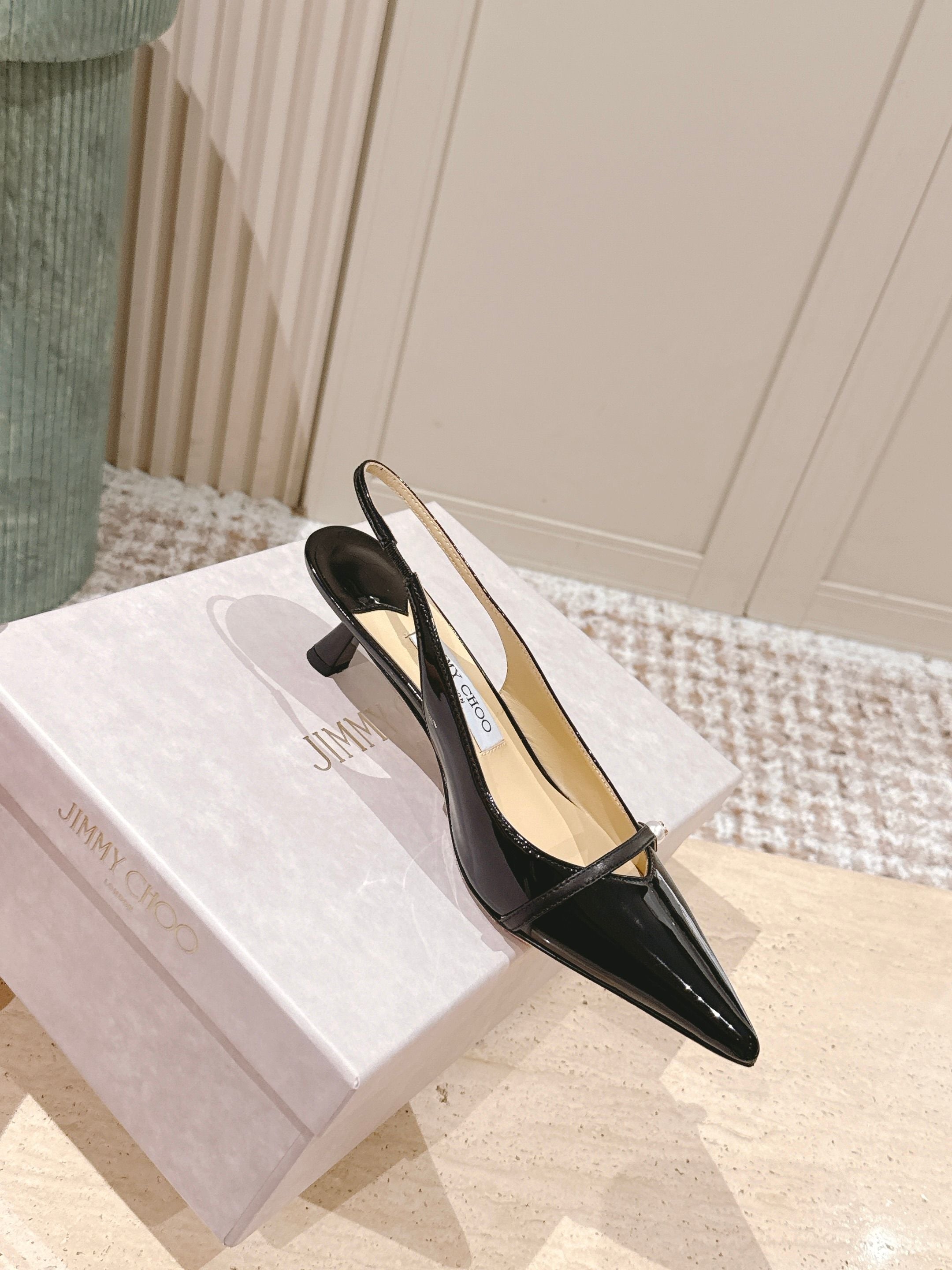Jimmy 25 Amita Slingback 45mm Black Patent Leather 431858