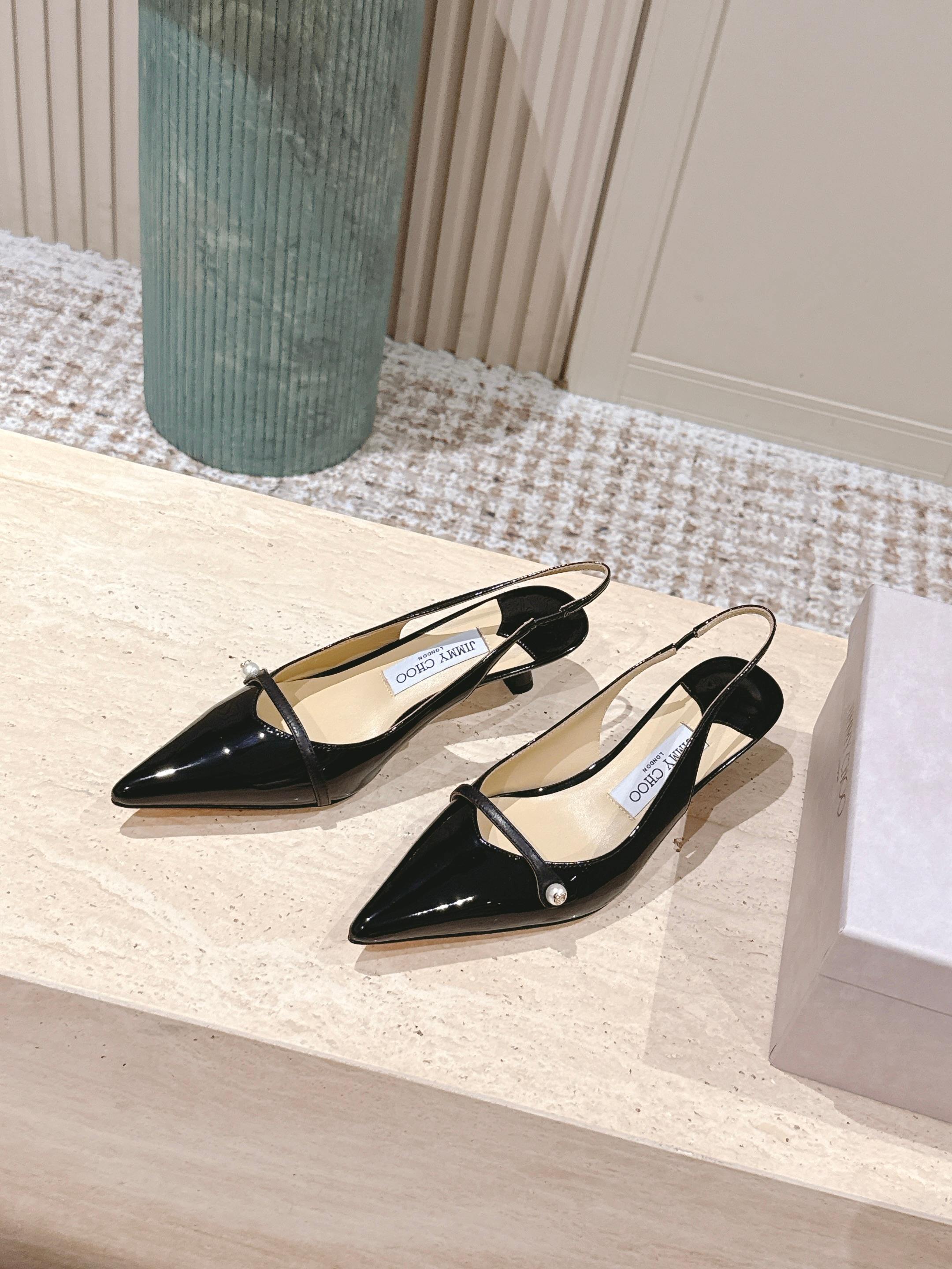 Jimmy 25 Amita Slingback 45mm Black Patent Leather 431858