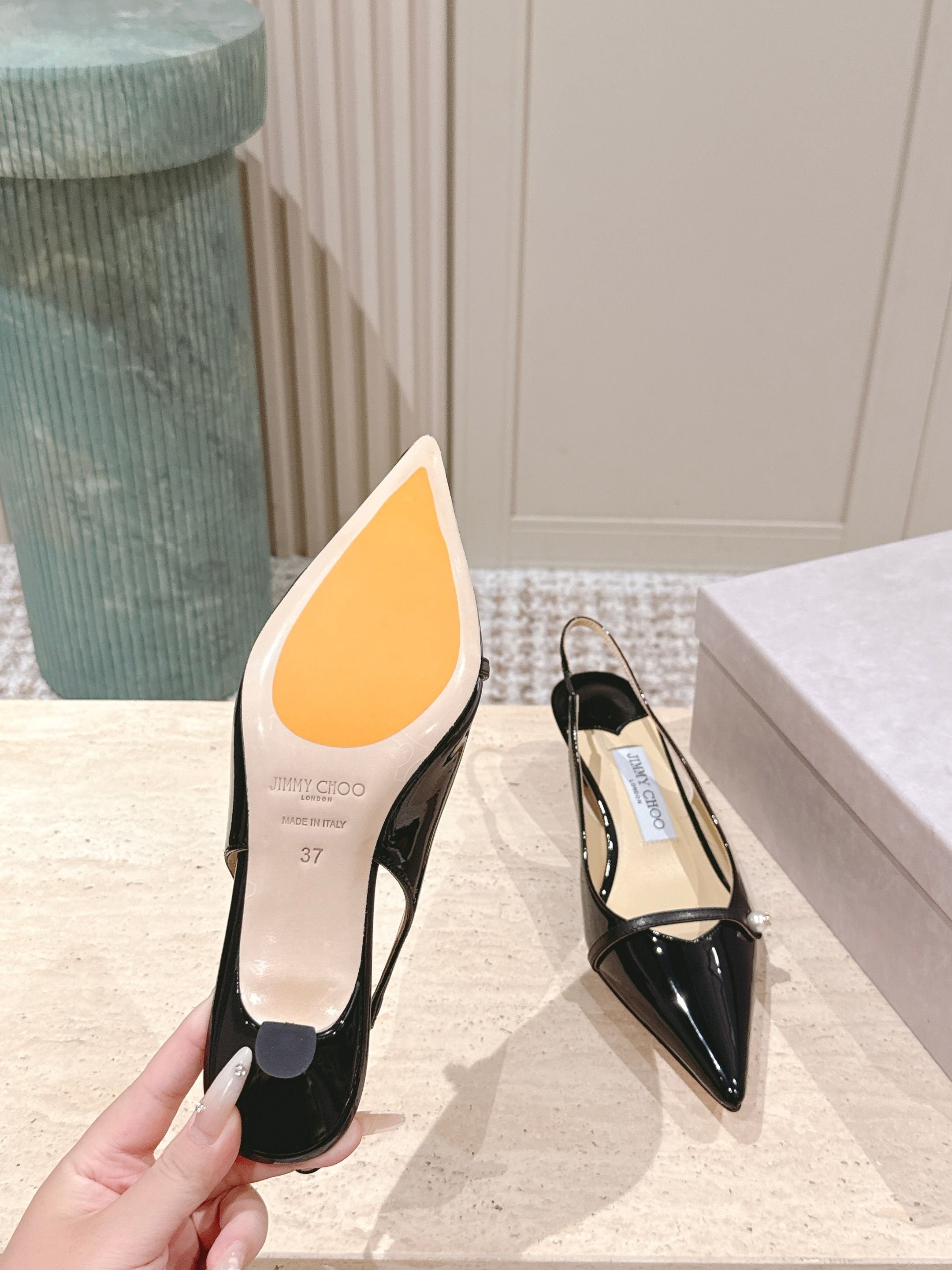 Jimmy 25 Amita Slingback 45mm Black Patent Leather 431858