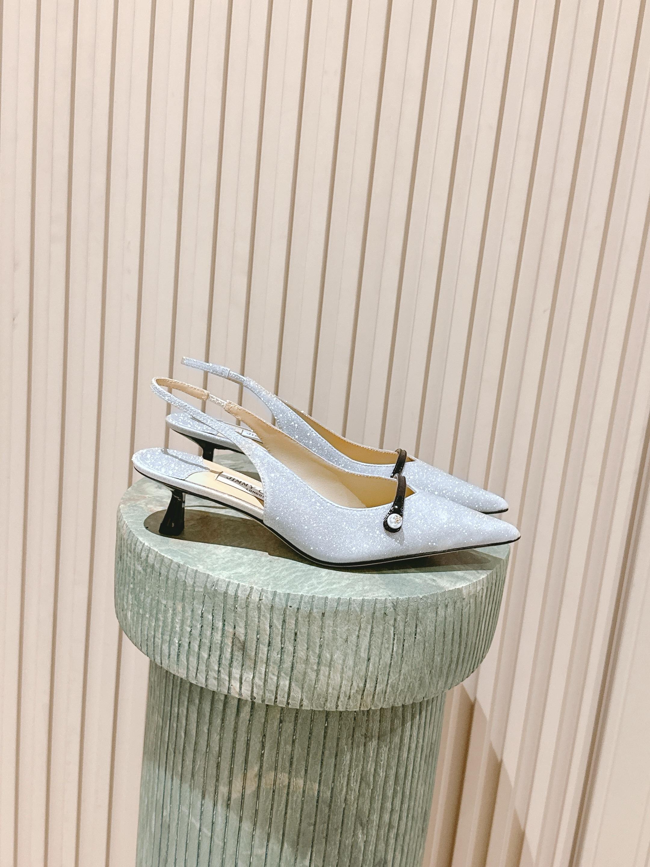 Jimmy 25 Amita Slingback 45mm Sliver Glitter & Patent Leather 431860