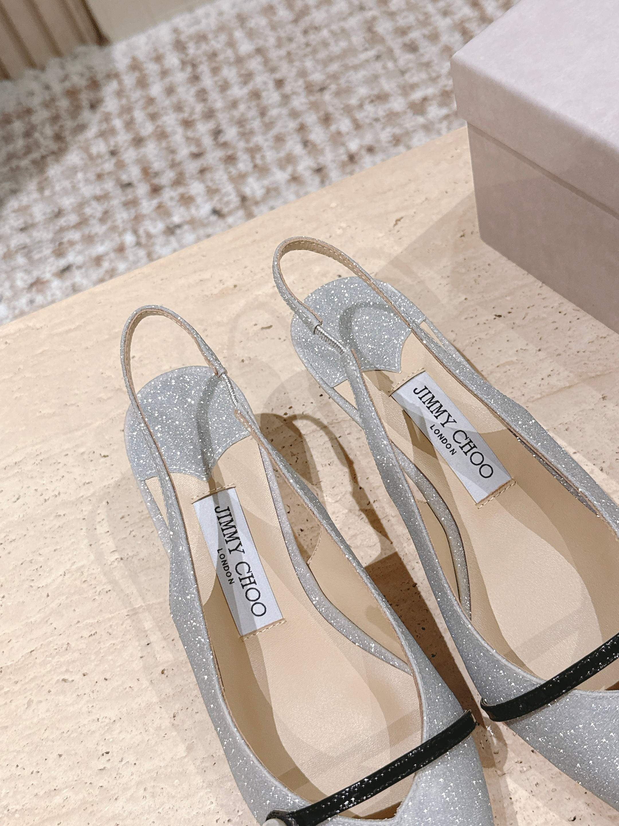 Jimmy 25 Amita Slingback 45mm Sliver Glitter & Patent Leather 431860
