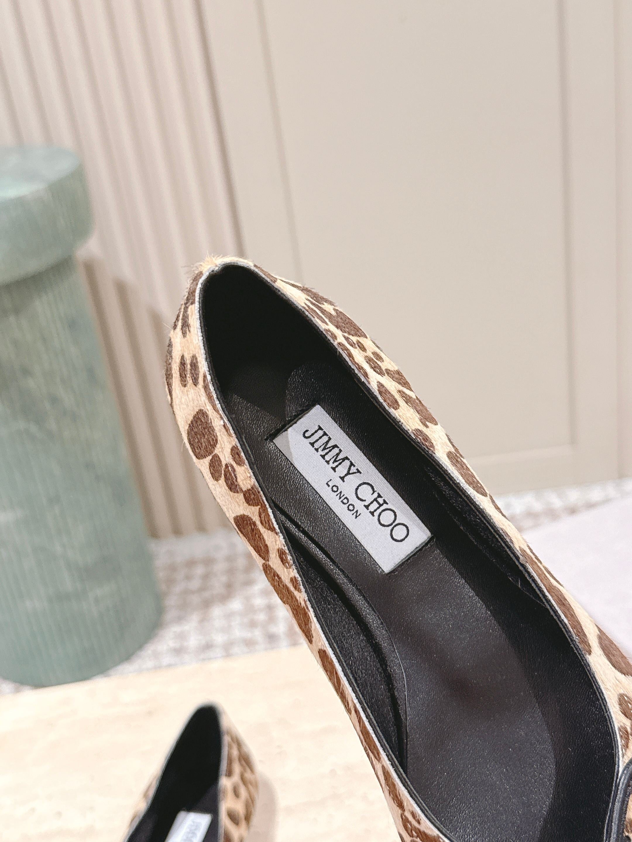 Jimmy 25s Leopard-Print Ballet Flats 10mm Zebra Hair & Sheepskin 431867