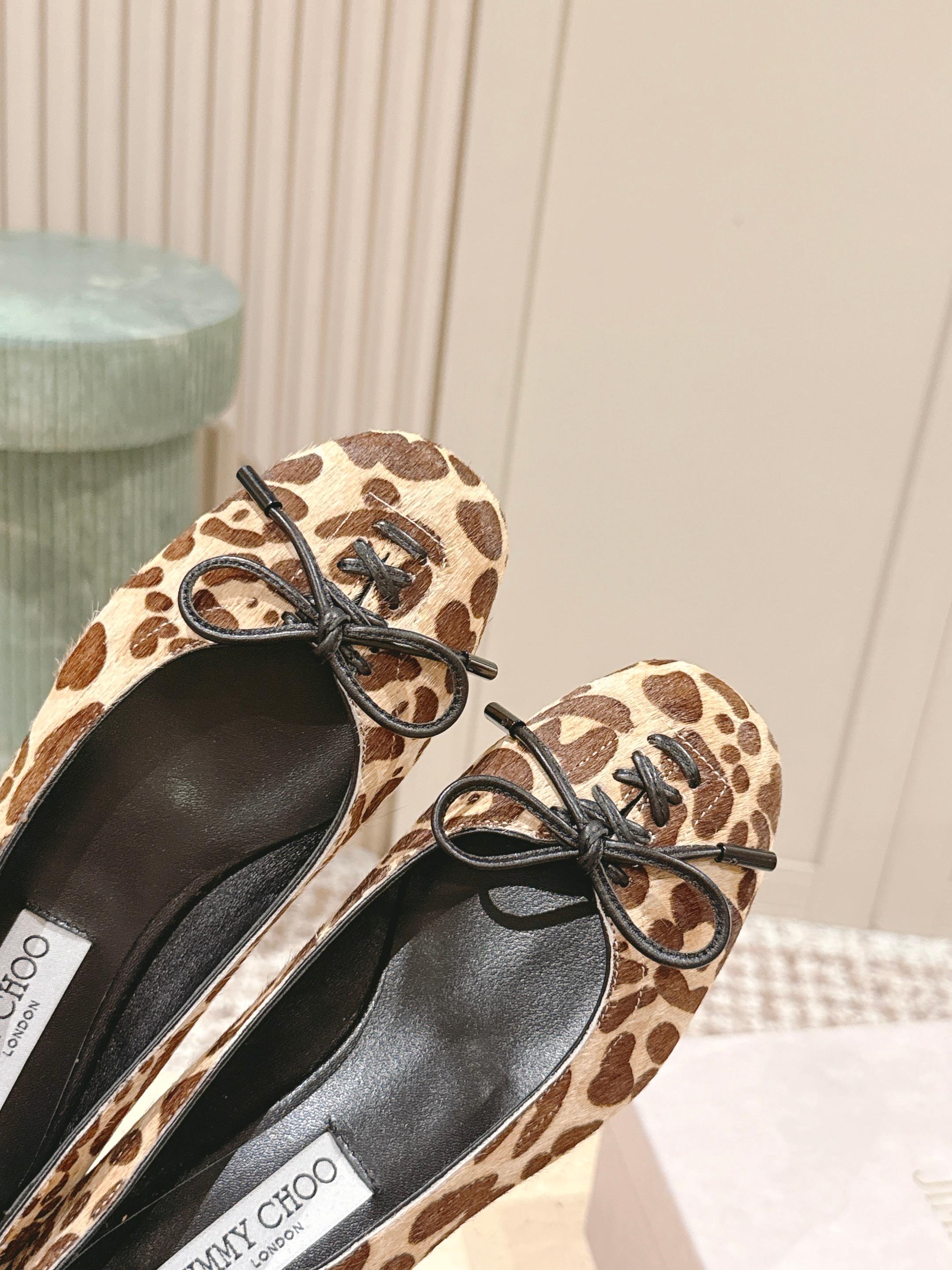 Jimmy 25s Leopard-Print Ballet Flats 10mm Zebra Hair & Sheepskin 431867