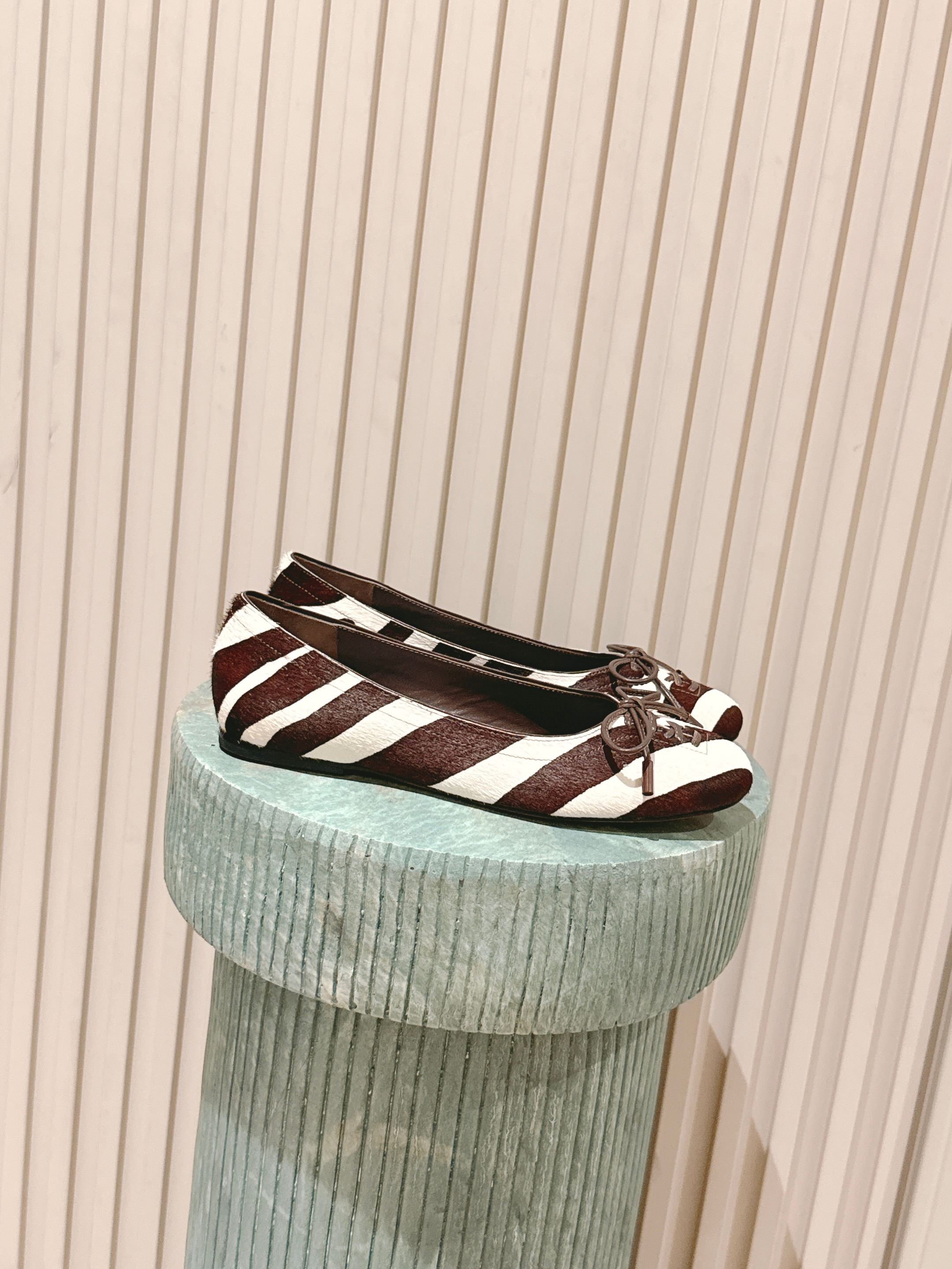 Jimmy 25s Ballet Flats 10mm Brown White Zebra Hair & Sheepskin 431868