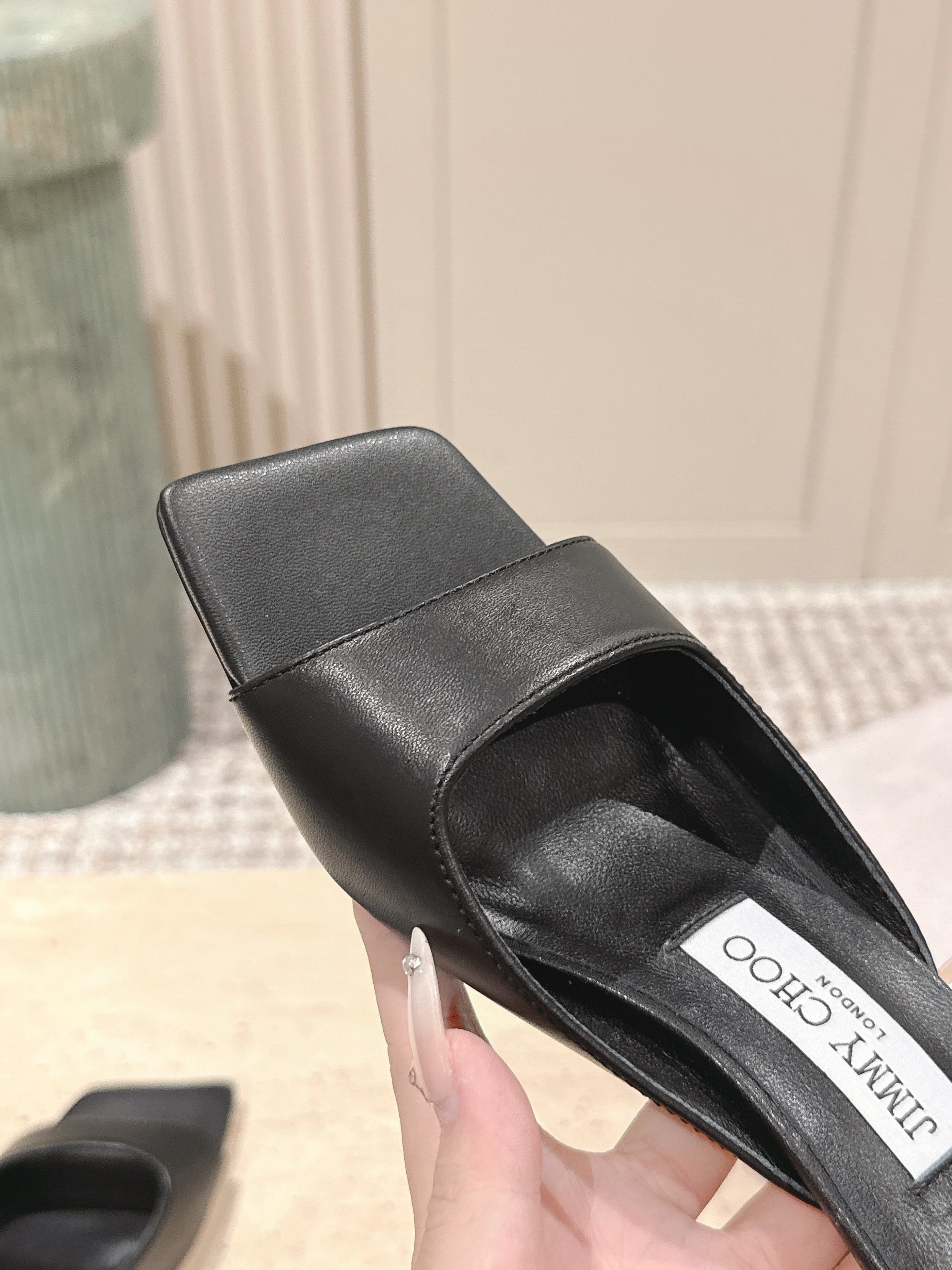 Jimmy 25s Skye Satin Mules 70mm Black Leather 431870