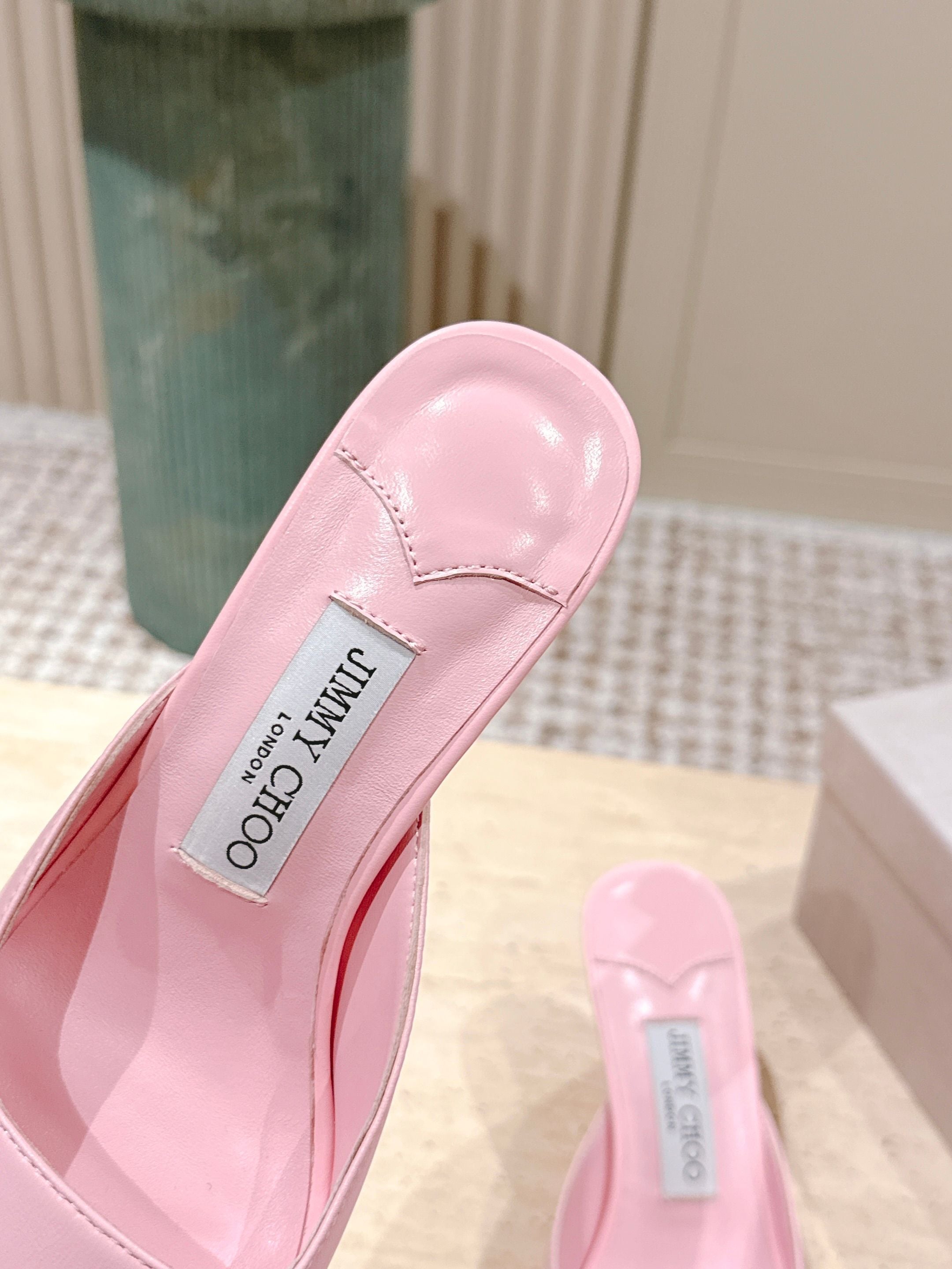 Jimmy 25s Skye Satin Mules 70mm Pink Leather 431872