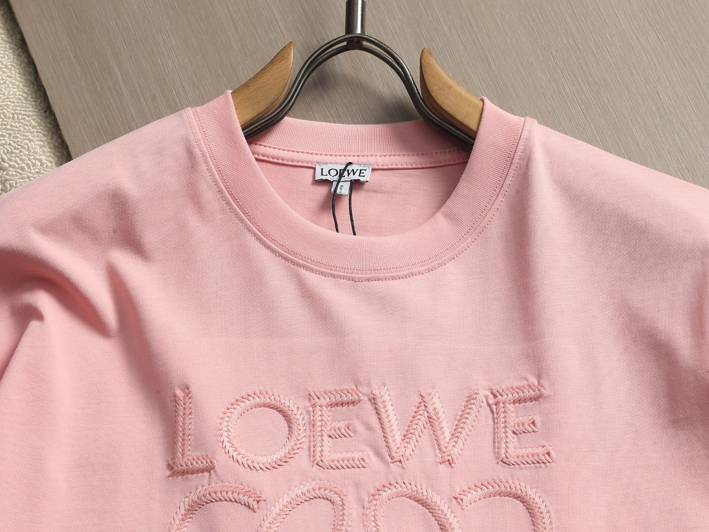 Loewe Men Logo Loose-Fit T-Shirt Light Pink Cotton