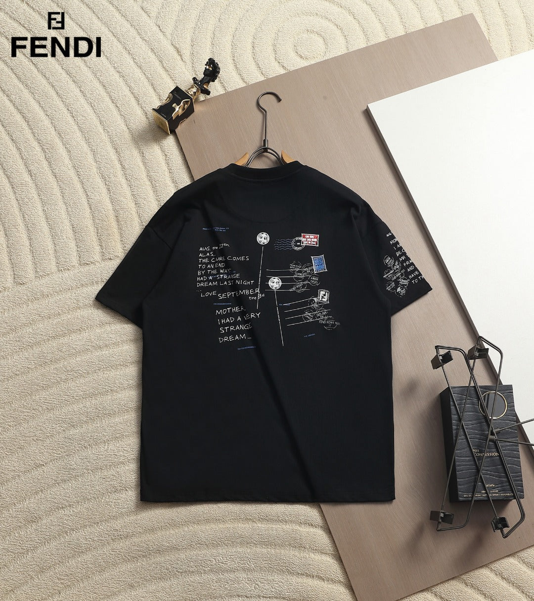 Fendi Men Oversized T-Shirt Black Cotton