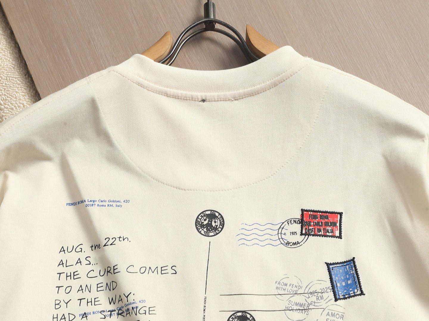 Fendi Men Oversized T-Shirt Cream Cotton
