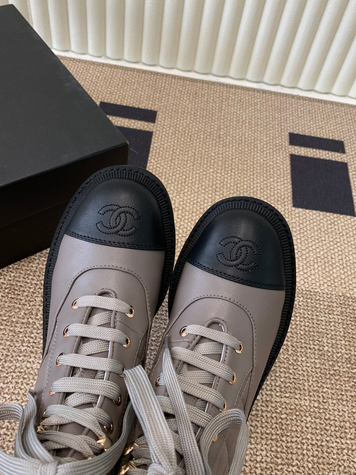 Chanel Electric Show Ankle Boot jBrown and  Black Leather 507523