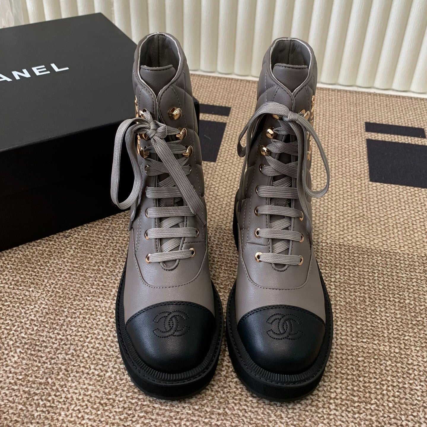 Chanel Electric Show Ankle Boot jBrown and  Black Leather 507523