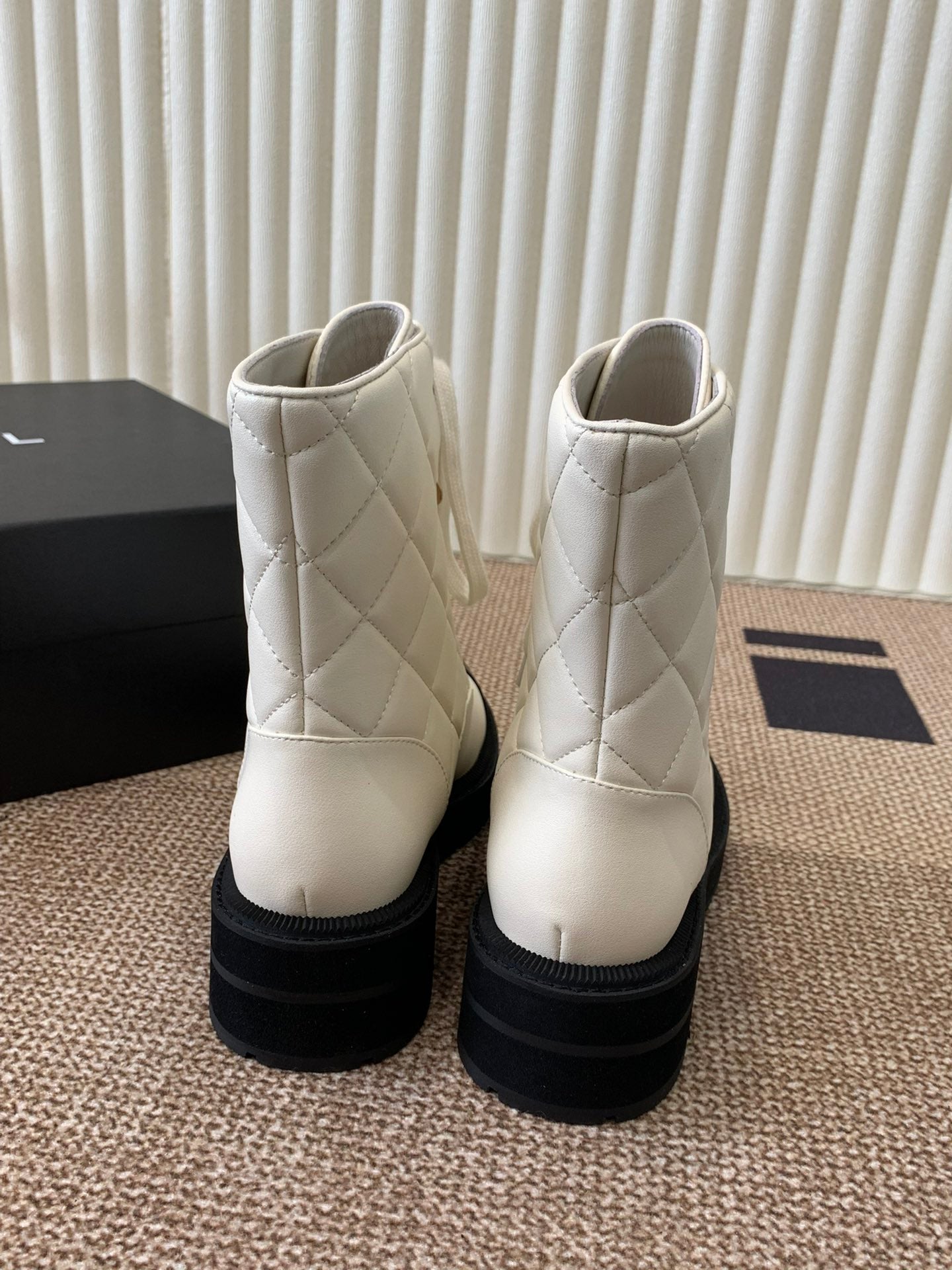Chanel Electric Show  Ankle Boot  Cream and Black Leather 507521