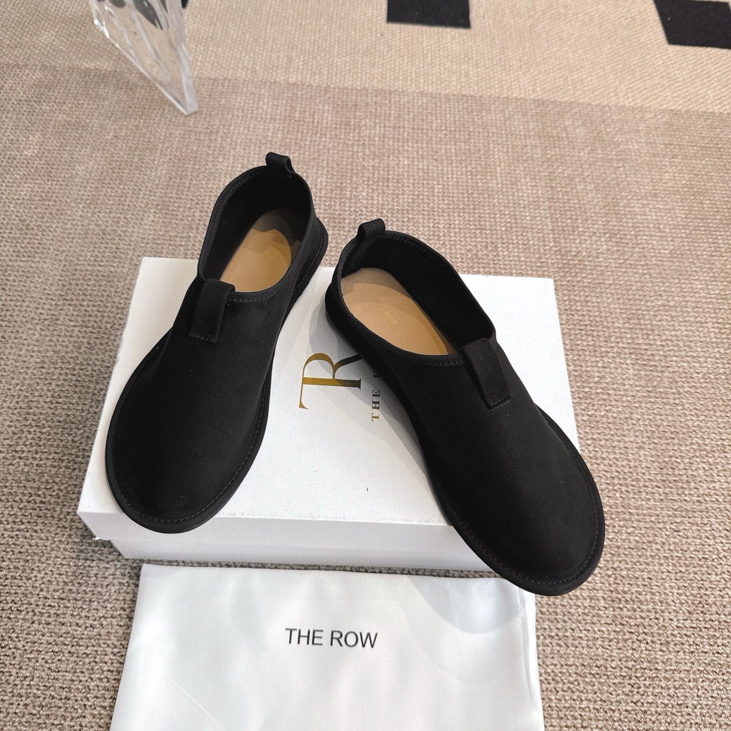 The Row 25ss Flat Shoes Black  Suede 443300