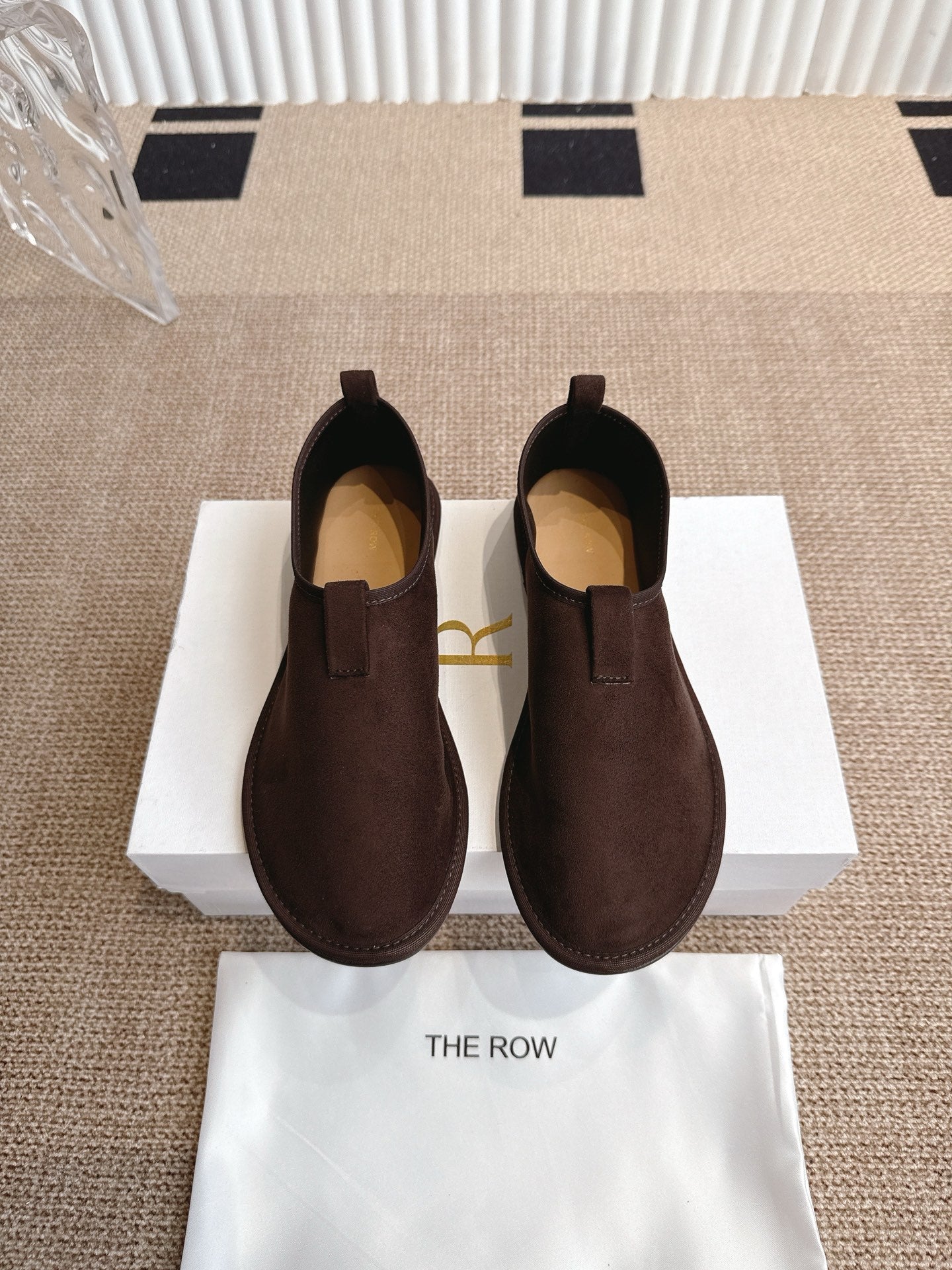 The Row 25ss Flat Shoes Dark Brown Suede 443299
