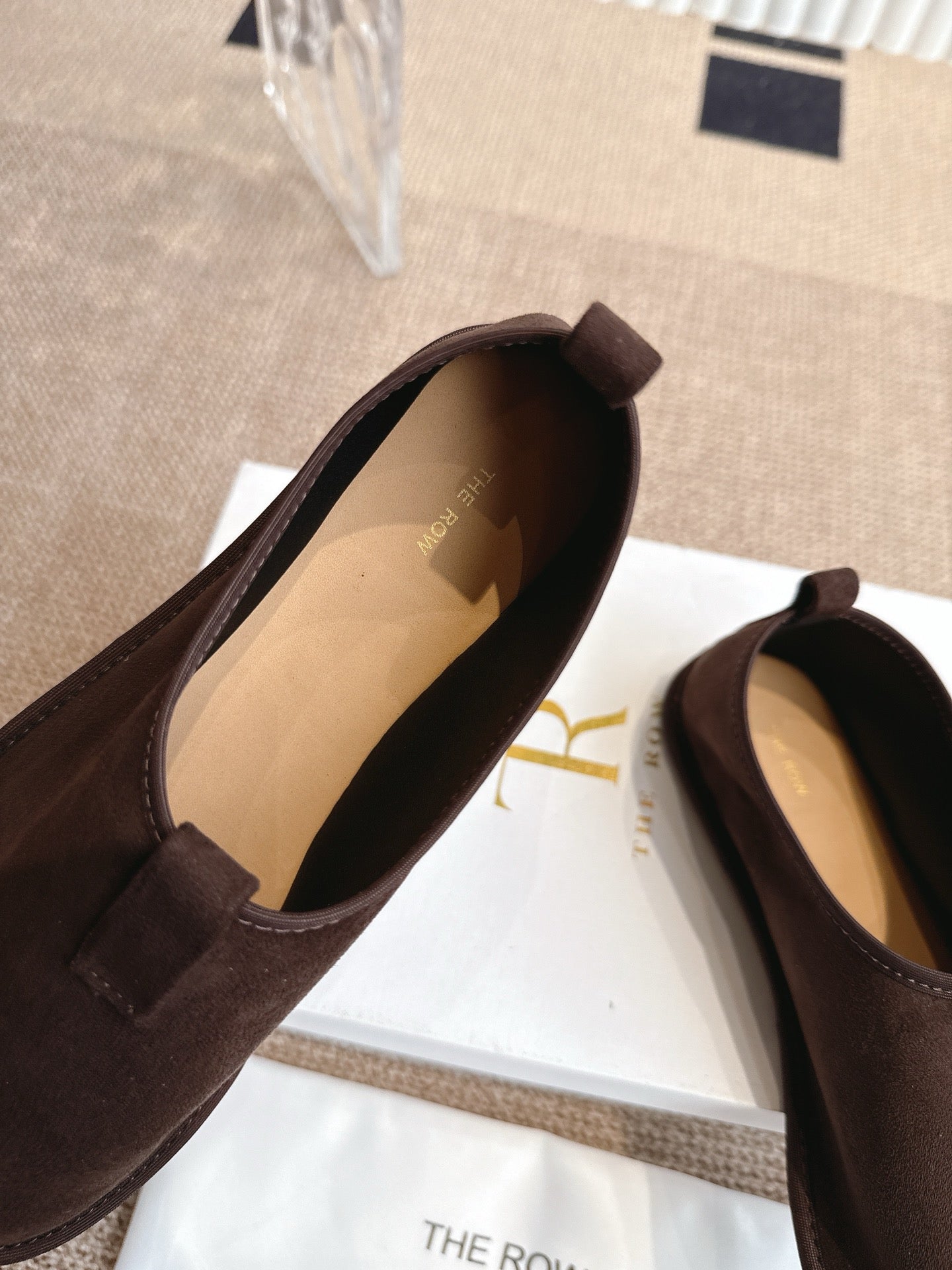 The Row 25ss Flat Shoes Dark Brown Suede 443299