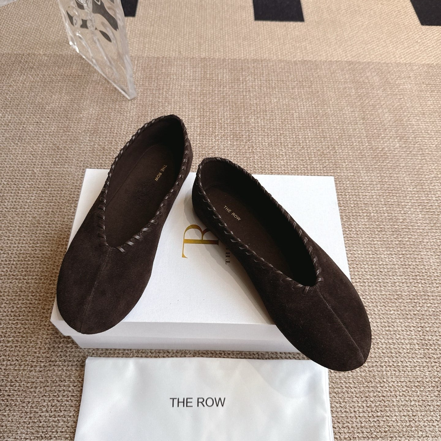 The Row 25ss Ballet Flat Dark Brown Nubuck Leather 443303
