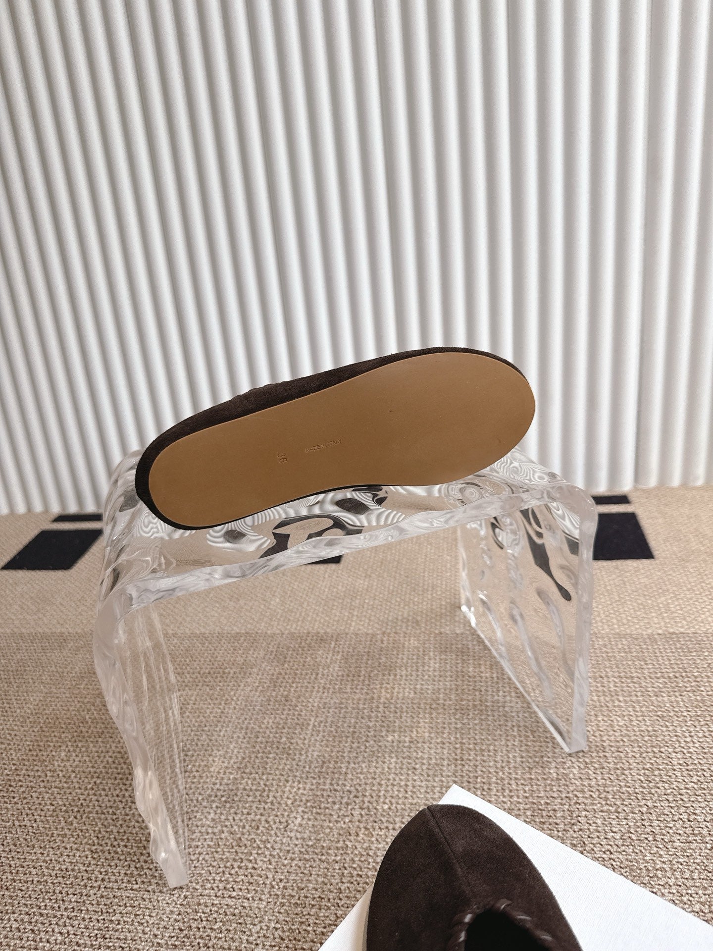 The Row 25ss Ballet Flat Dark Brown Nubuck Leather 443303