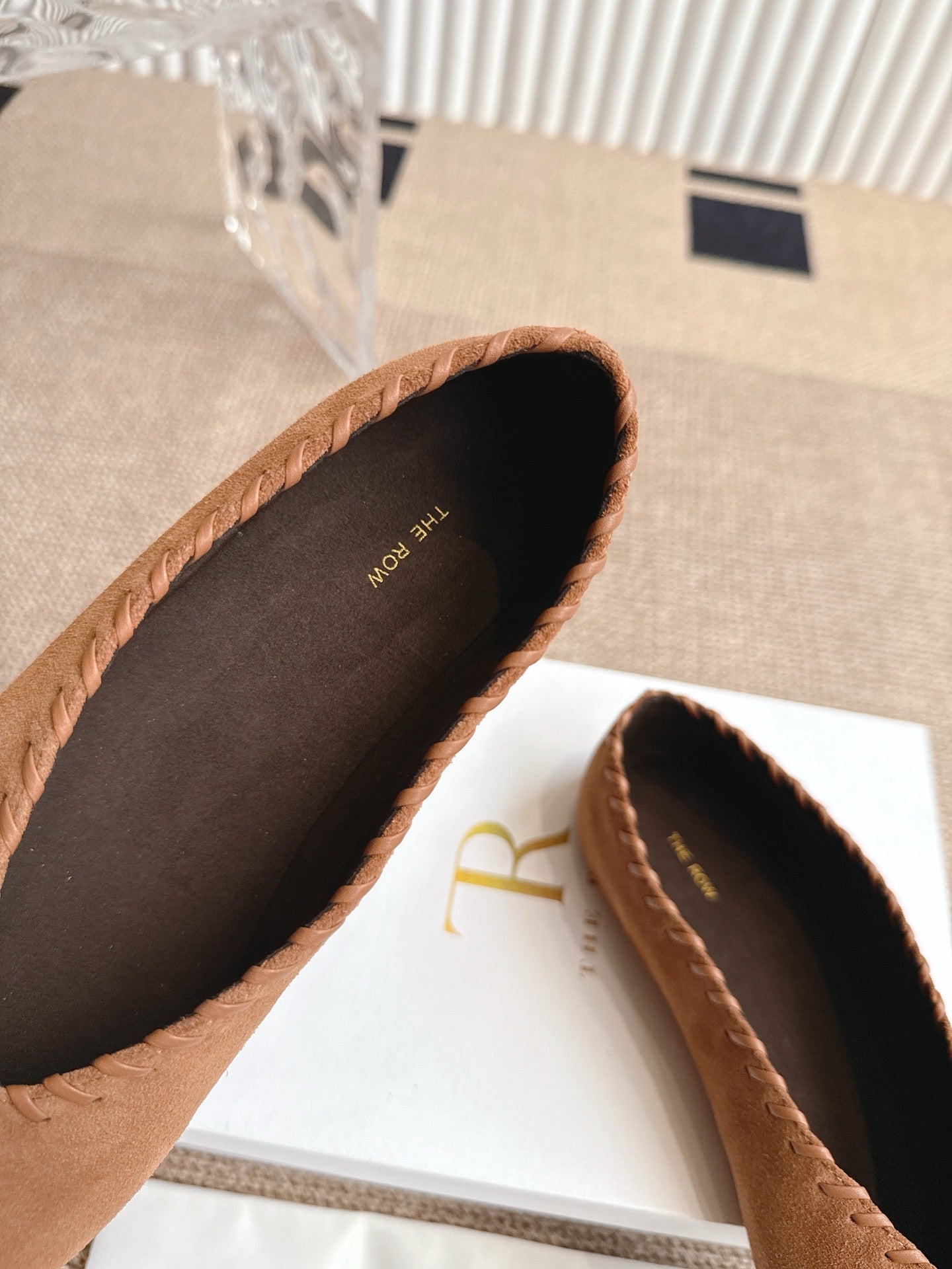 The Row 25ss Ballet Flat Brown Nubuck Leather 443304