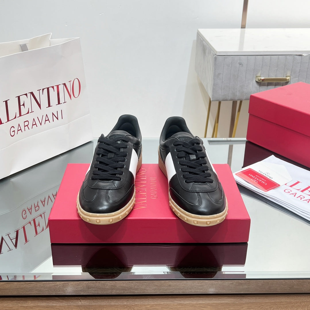 Valentino 25s Upvillage Sneakers In White Mix Black Lambskin