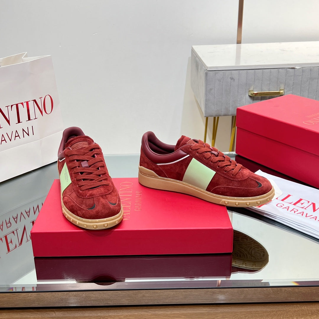 Valentino 25s Upvillage Sneakers In Red Suede