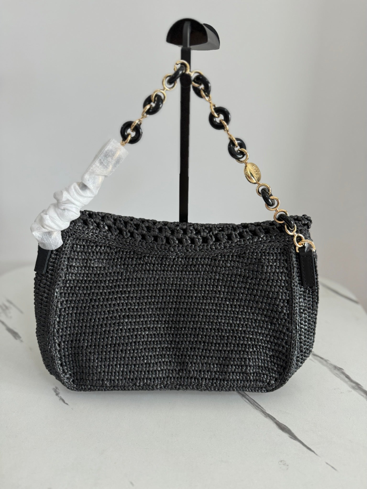 Loewe Medium Ola Bag 26 Black Raffia