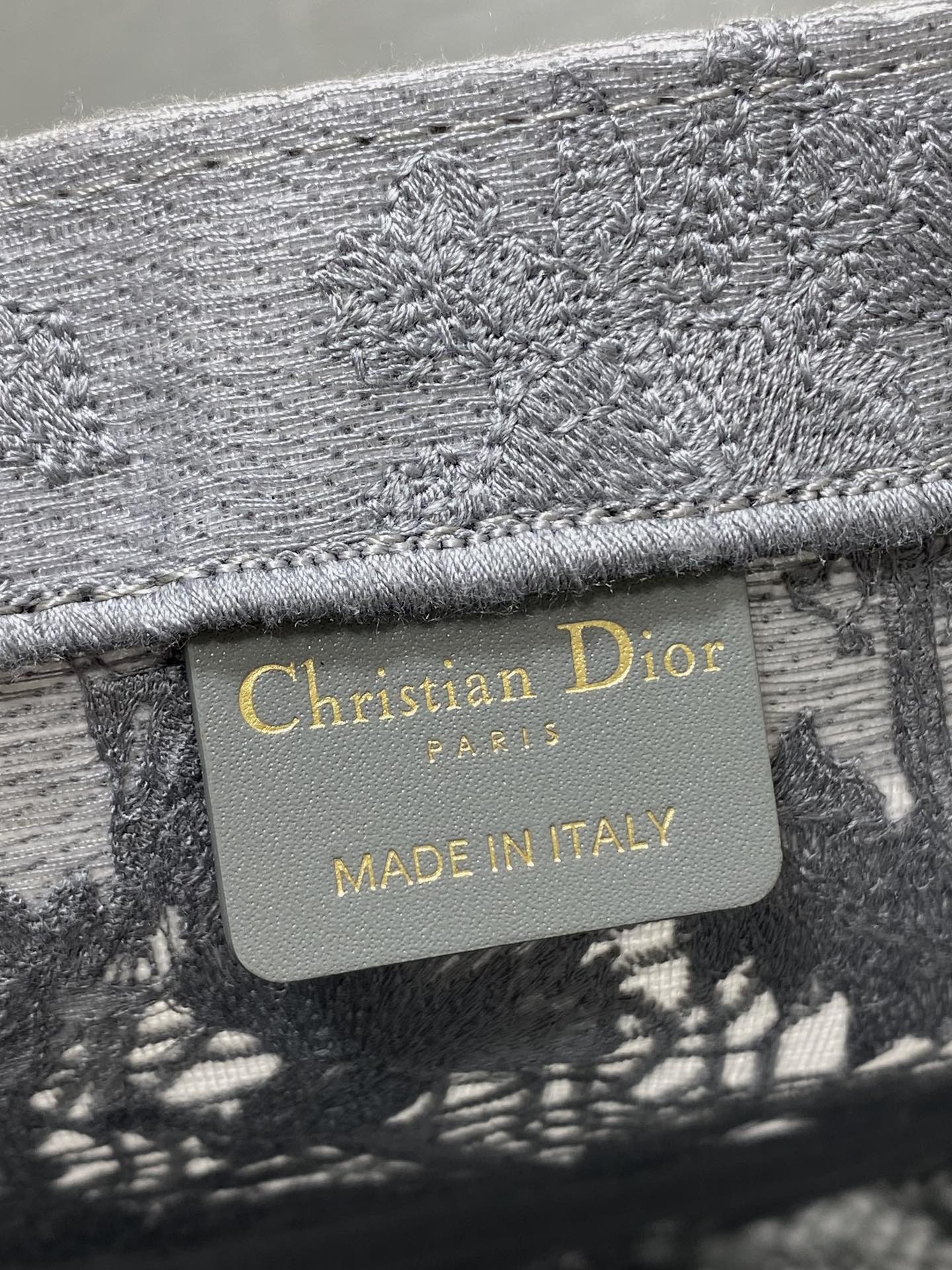 CD Large Dior Book Tote Scotland’s National Flower Pattern Grey Cotton