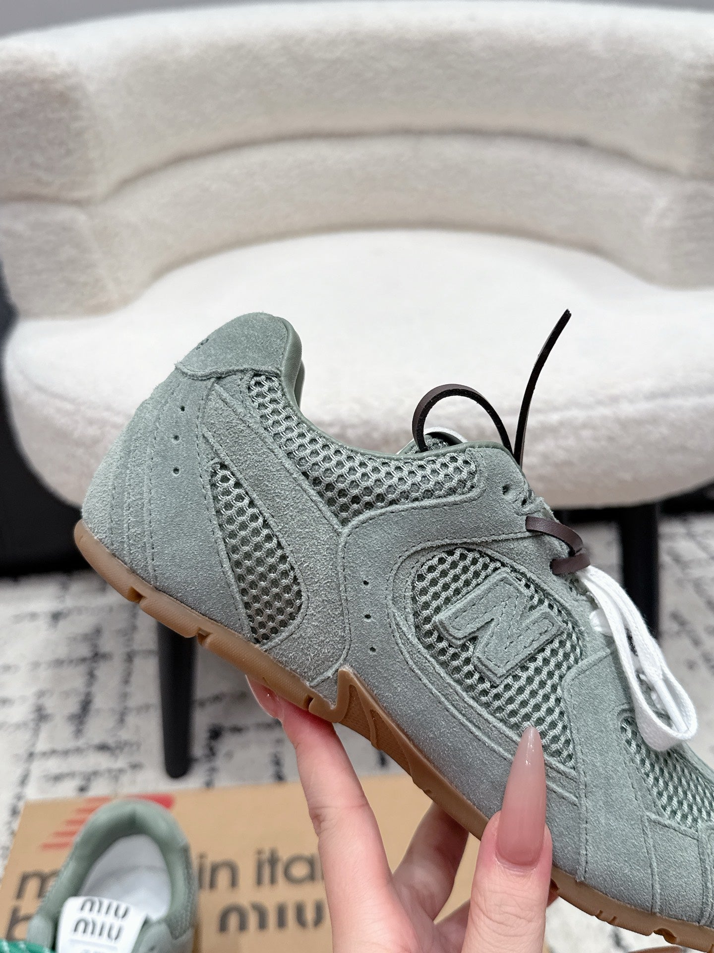 Miu 530 Casual Sneaker Teal Green Suede Mesh 880616