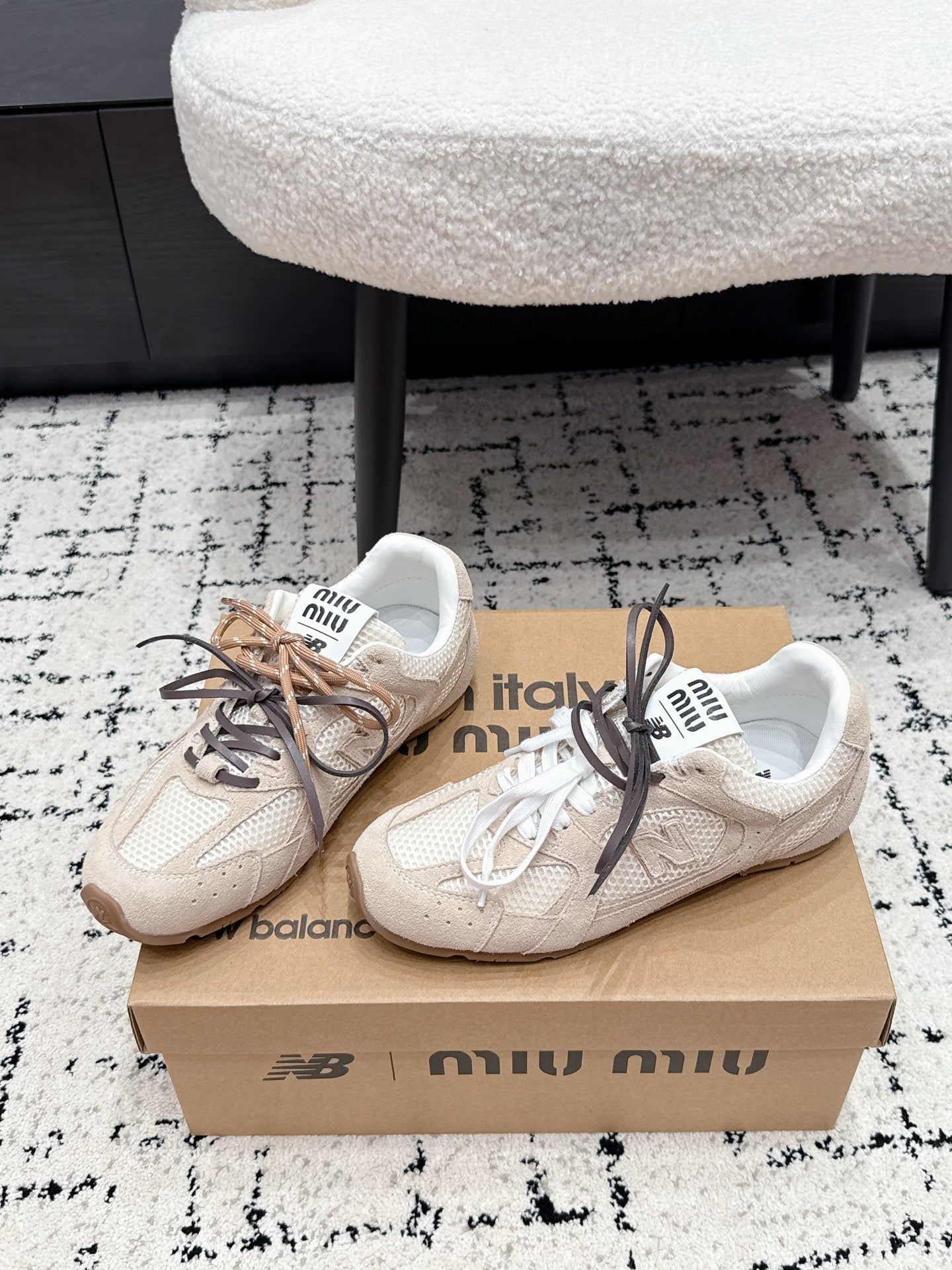 Miu 530 Casual Sneaker Light Grey White Suede Mesh 880617