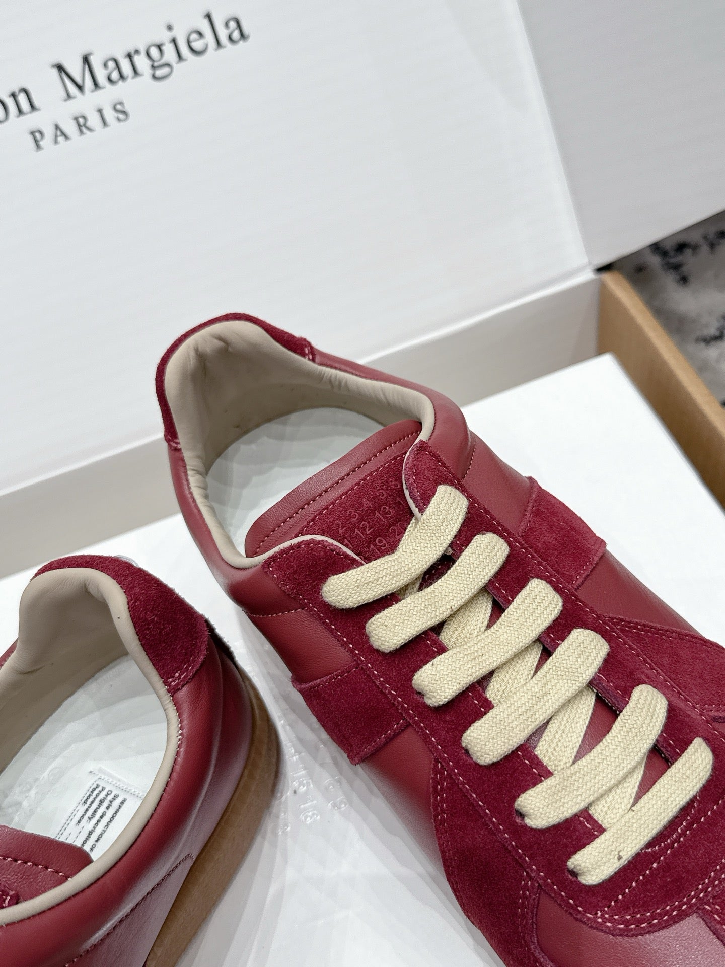 MM6 Replica Casual Sneaker Burgundy Sheepskin Suede 881181