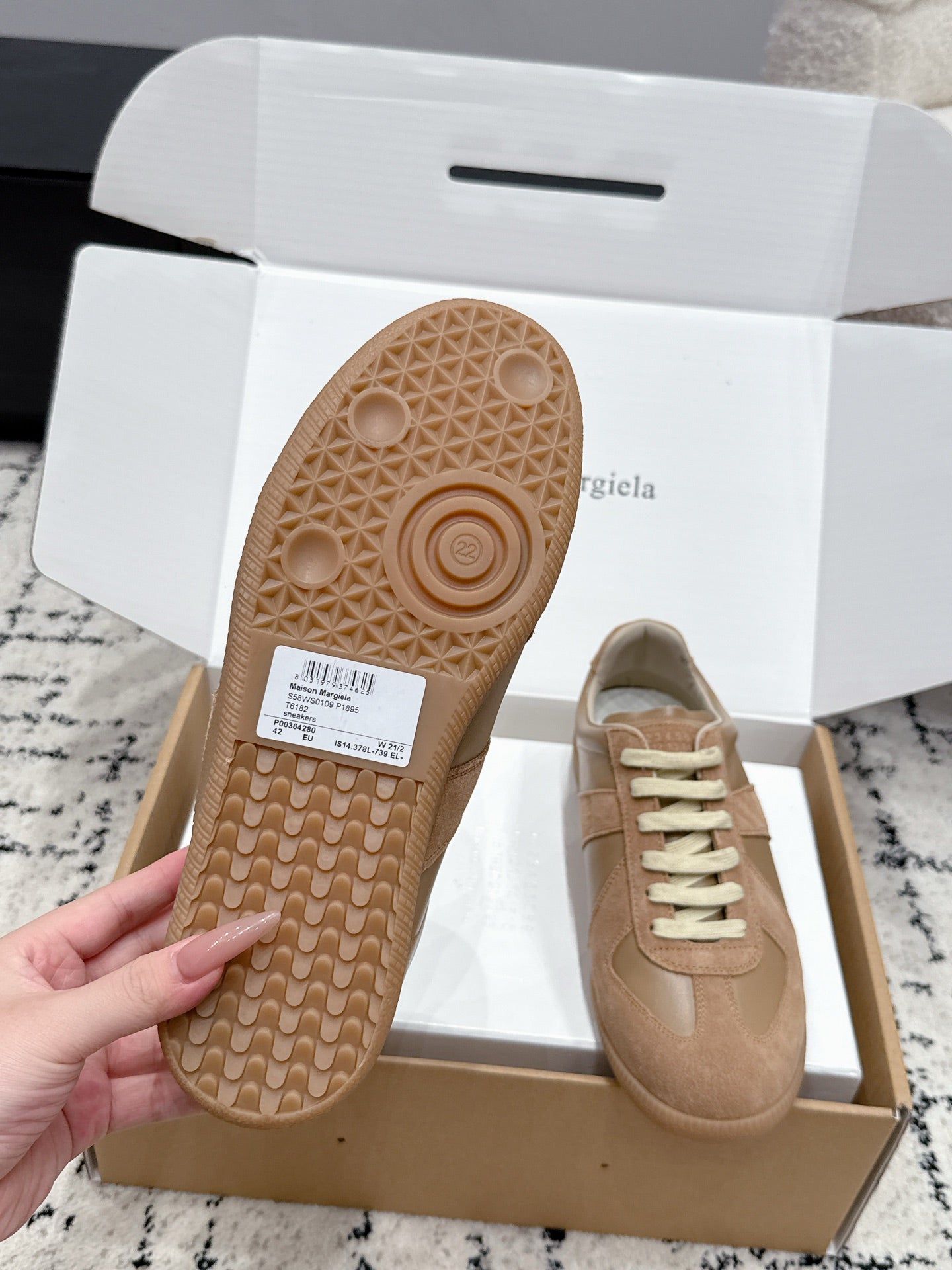 MM6 Replica Casual Sneaker Brown Sheepskin Suede 881192