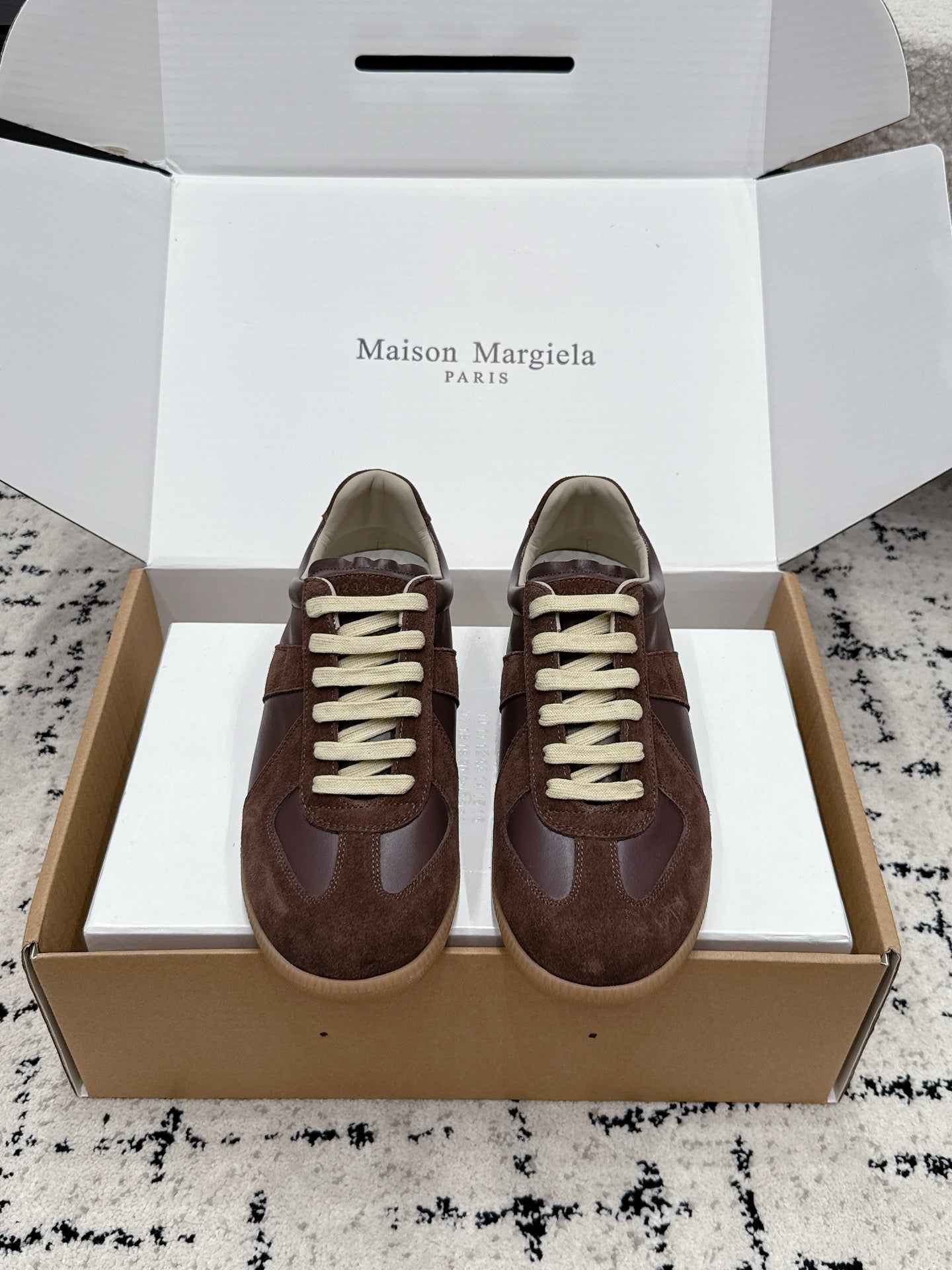 MM6 Replica Casual Sneaker Coffee Sheepskin Suede 881197