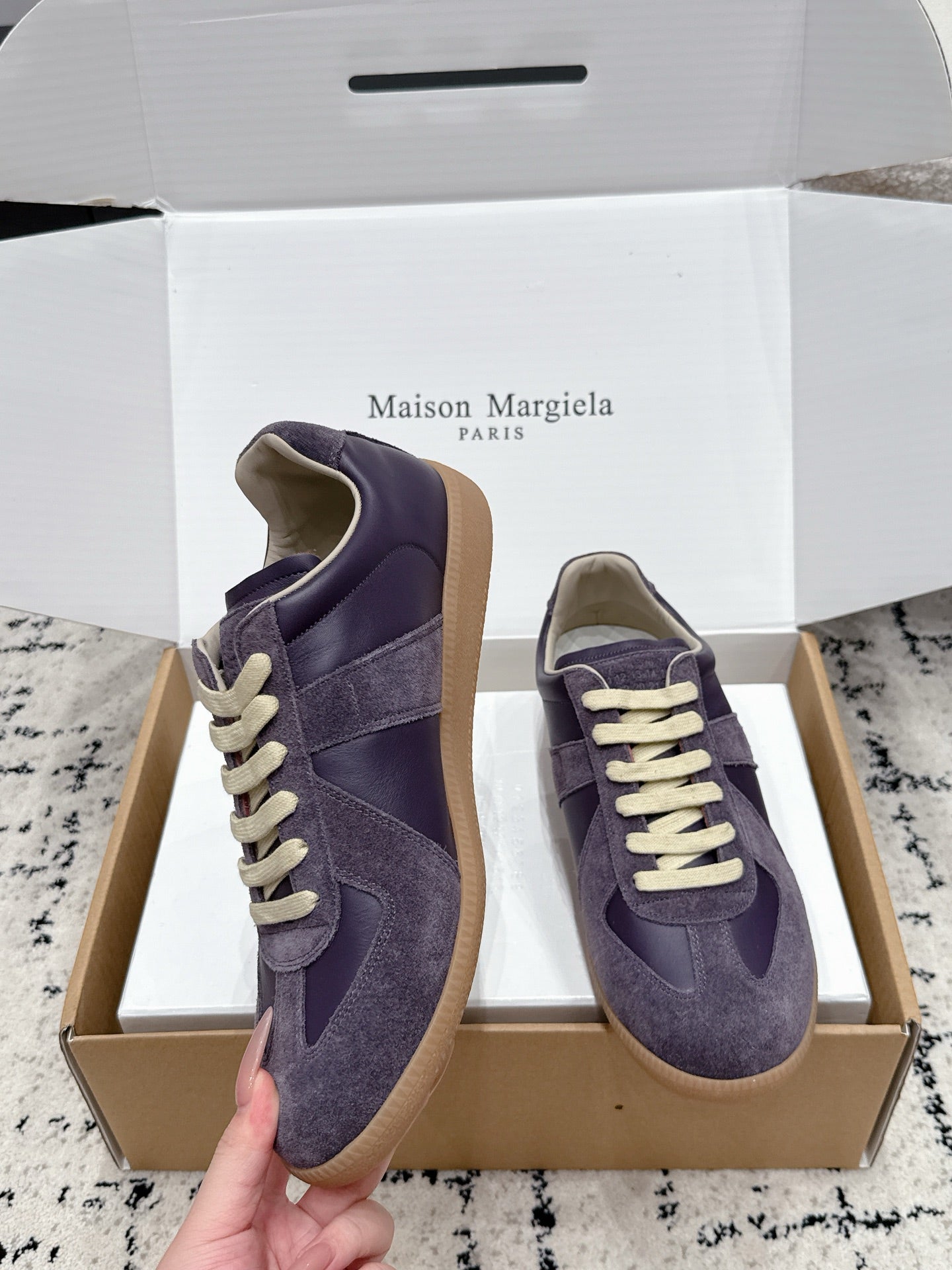 MM6 Replica Casual Sneaker Light Purple Sheepskin Suede 881199