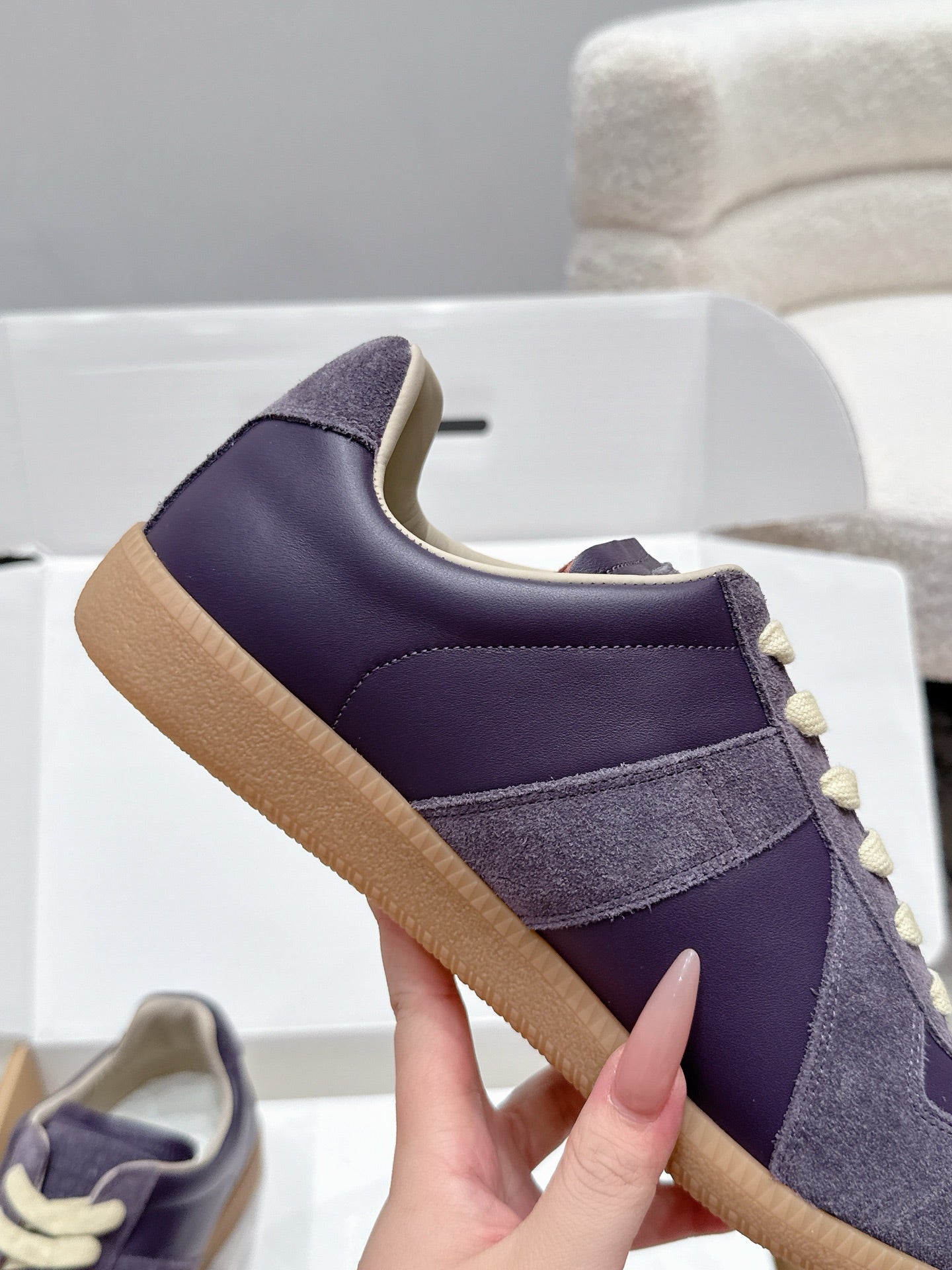 MM6 Replica Casual Sneaker Light Purple Sheepskin Suede 881199