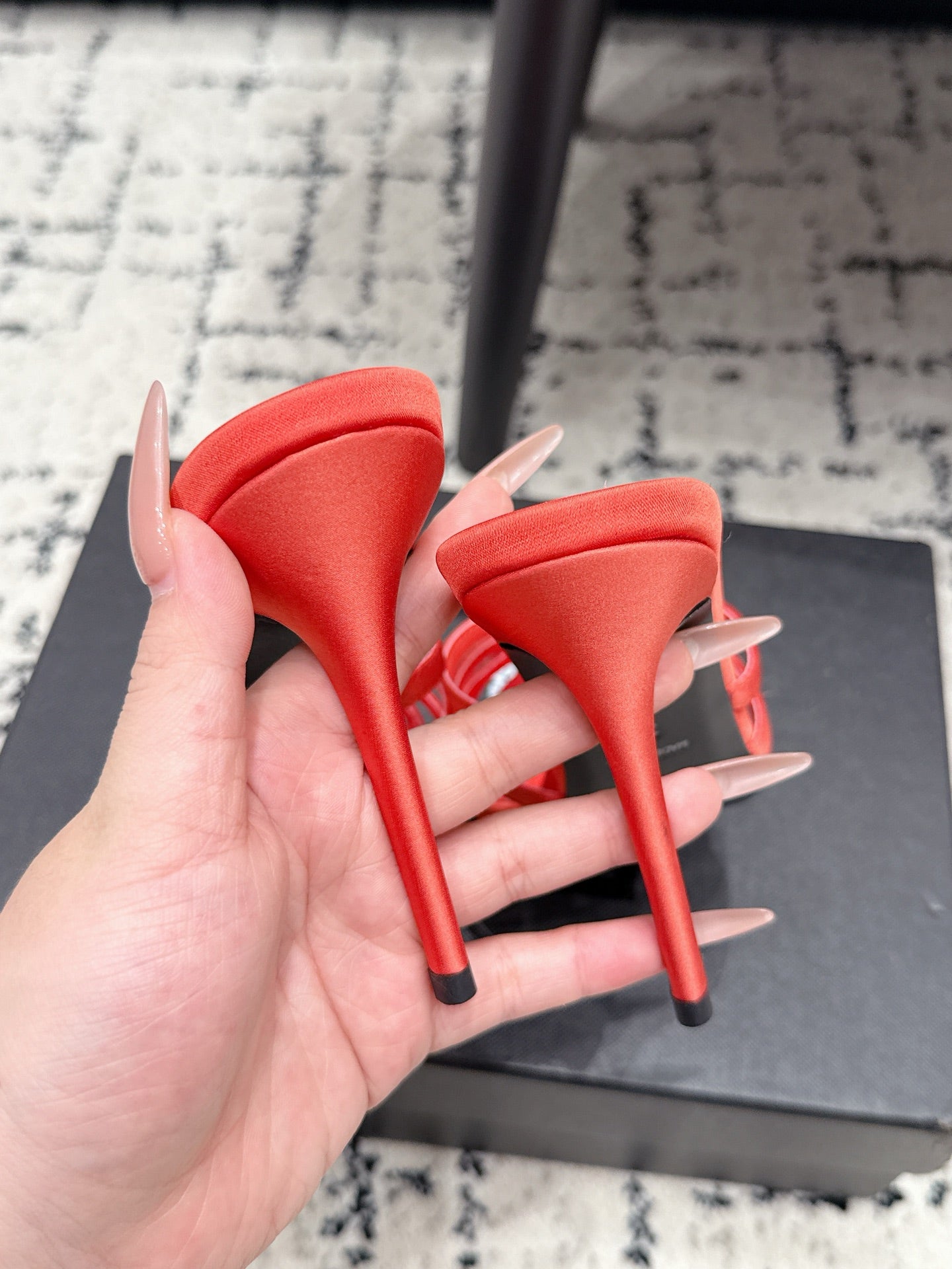 YSL Kate Mule 10.5cm Red Satin 847145