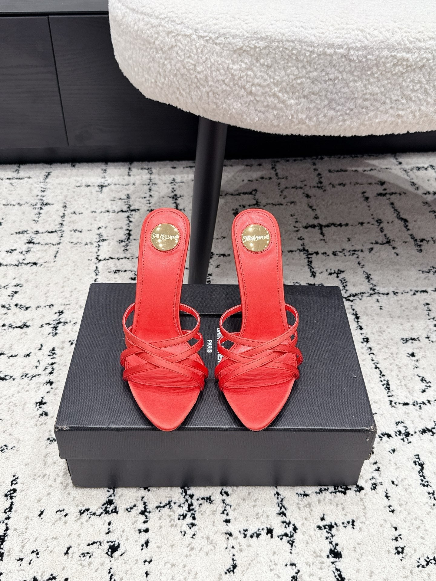 YSL Kate Mule 10.5cm Red Satin 847145
