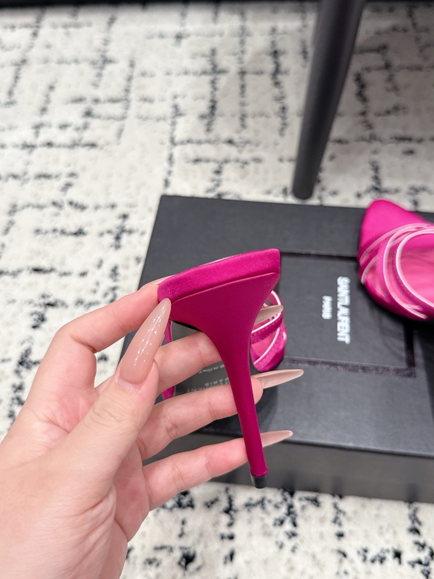 YSL Kate Mule 10.5cm Hot Pink Satin 847148