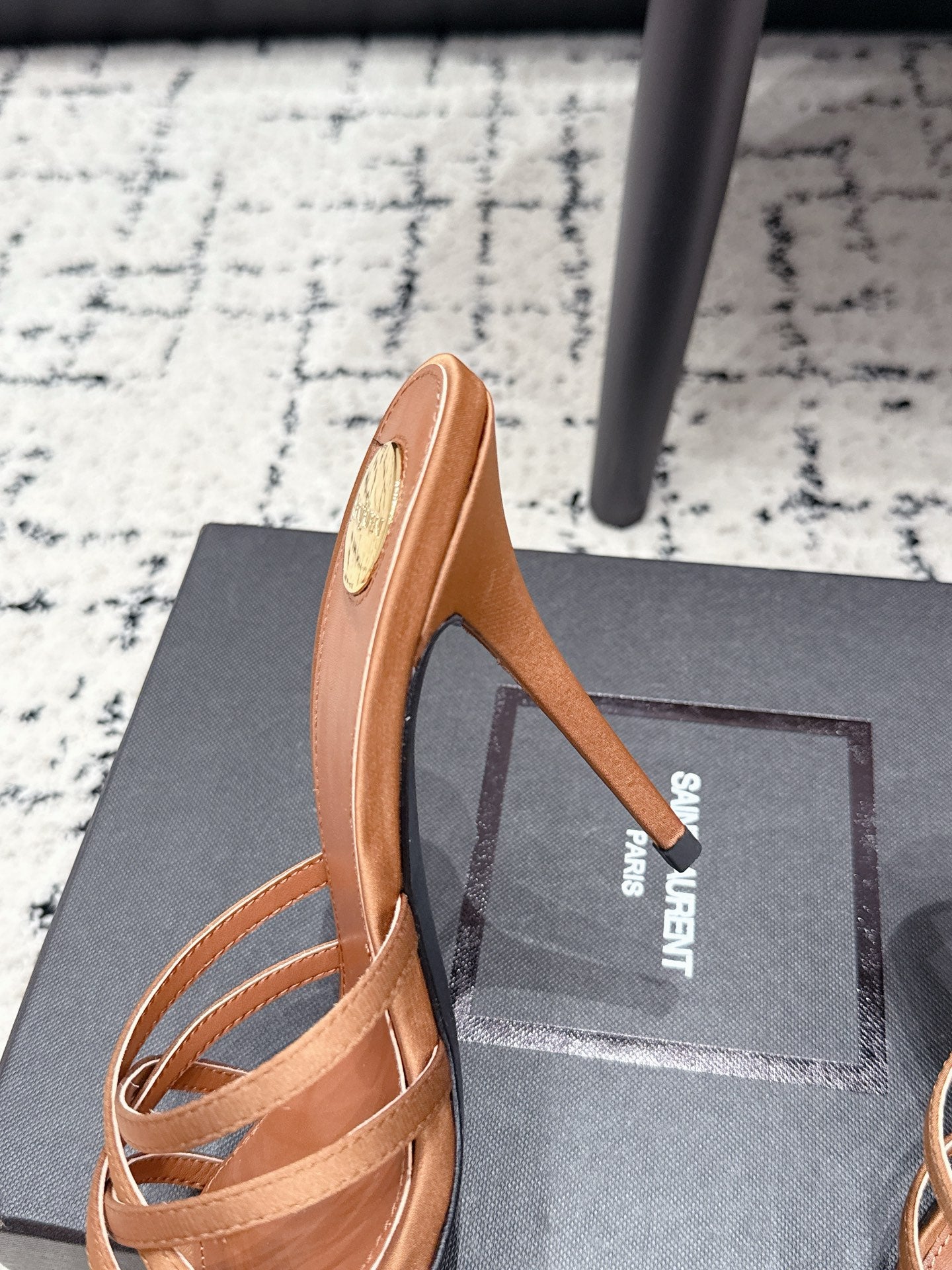YSL Kate Mule 10.5cm Brown Satin 847150