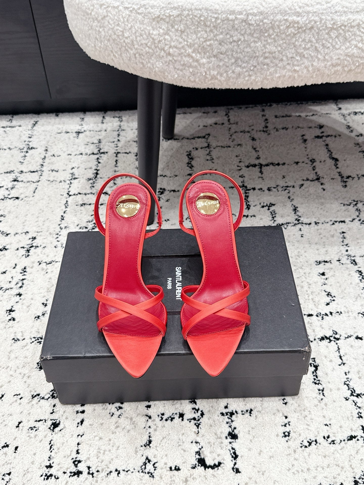 YSL Kirat Sandal 9.5cm Red Satin 847152