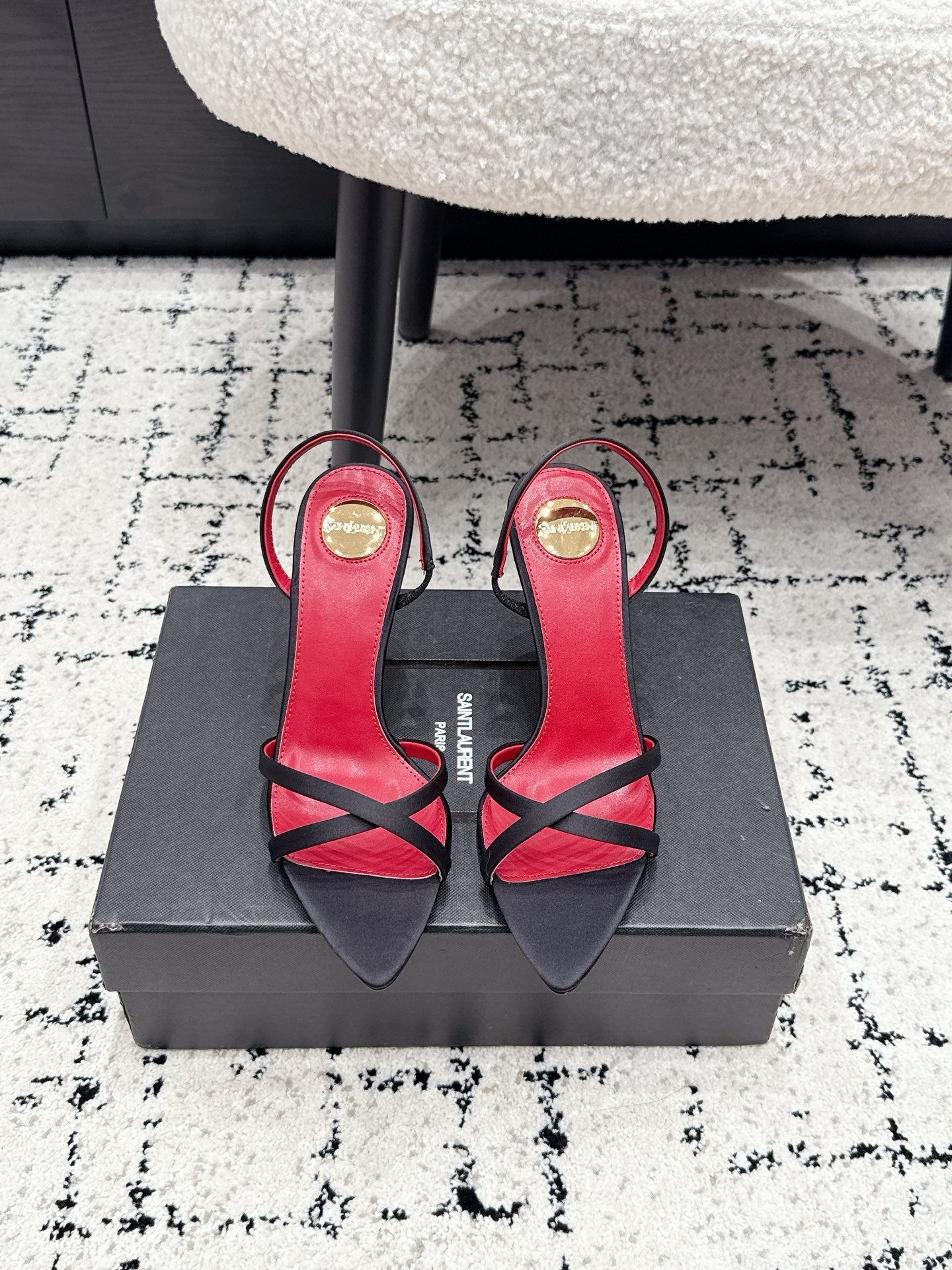 YSL Kirat Sandal 9.5cm Black Satin 847154