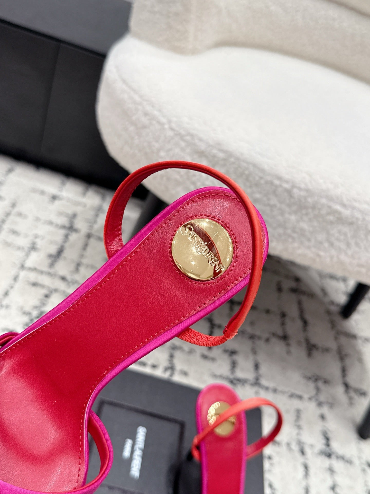 YSL Kirat Sandal 9.5cm Hot Pink Satin 847155