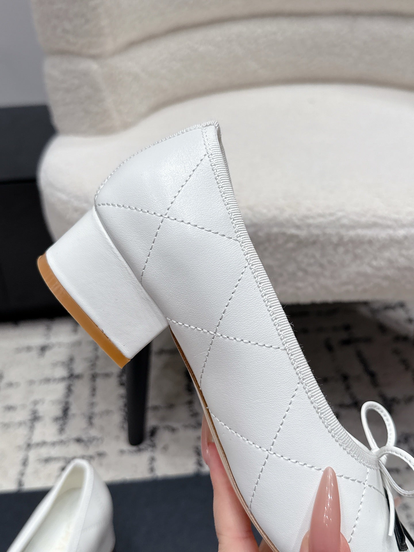 CC 26s High Heels With Bow White Lambskin