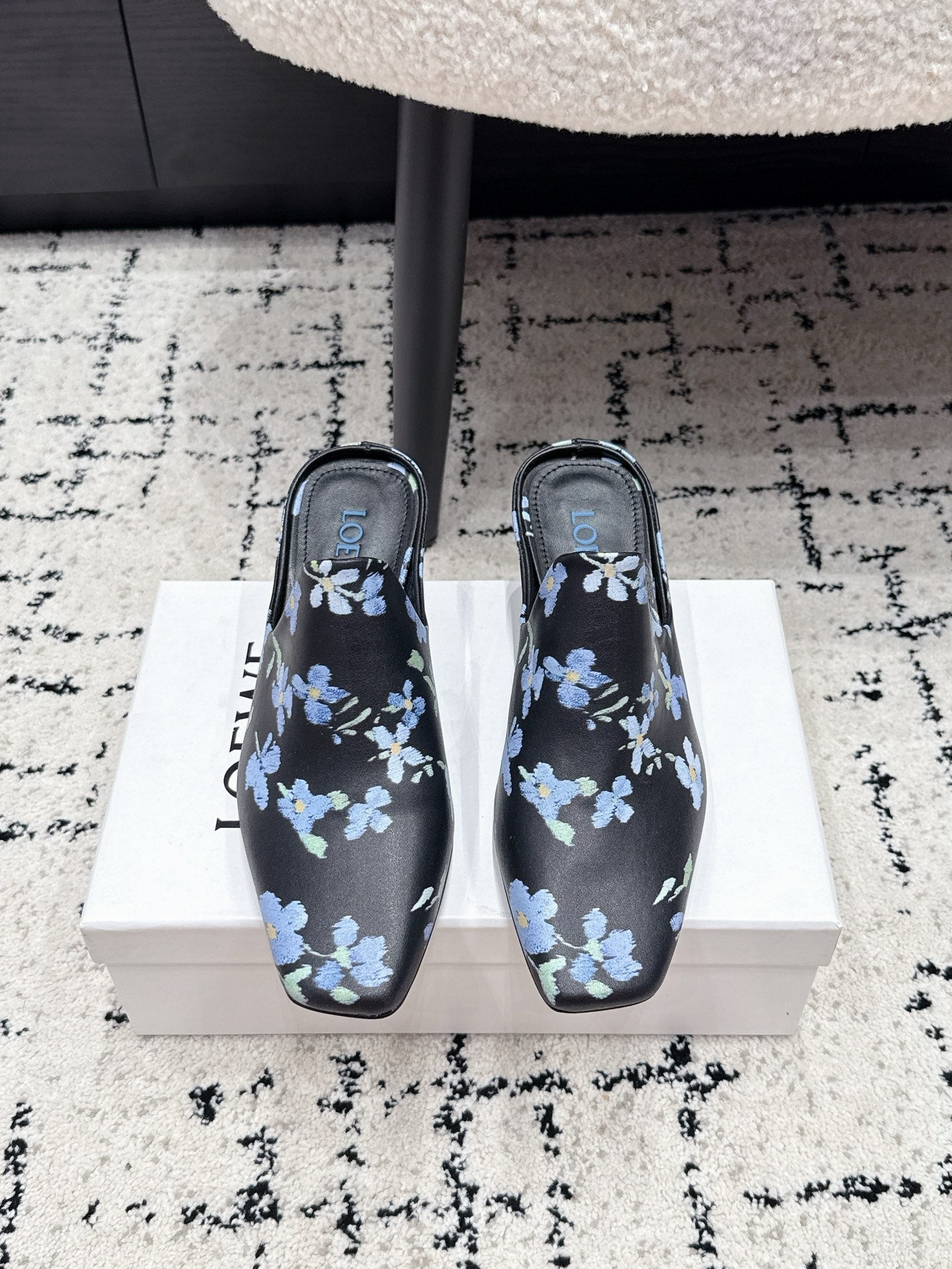 Loewe Emily Mule Black Printed Lambskin 880828