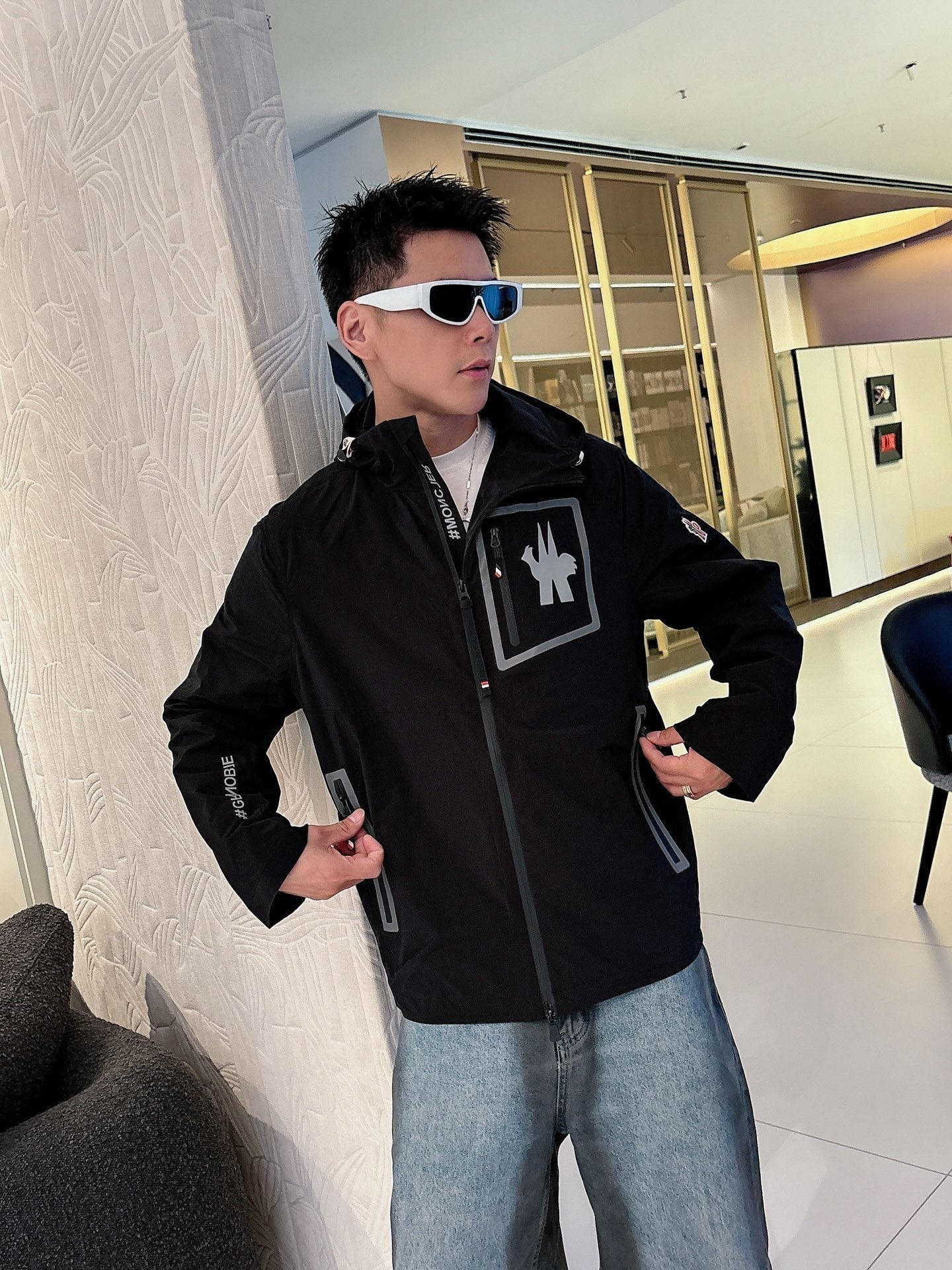 MC Men's Grenoble Hooded Jacket Black Technical Fabric